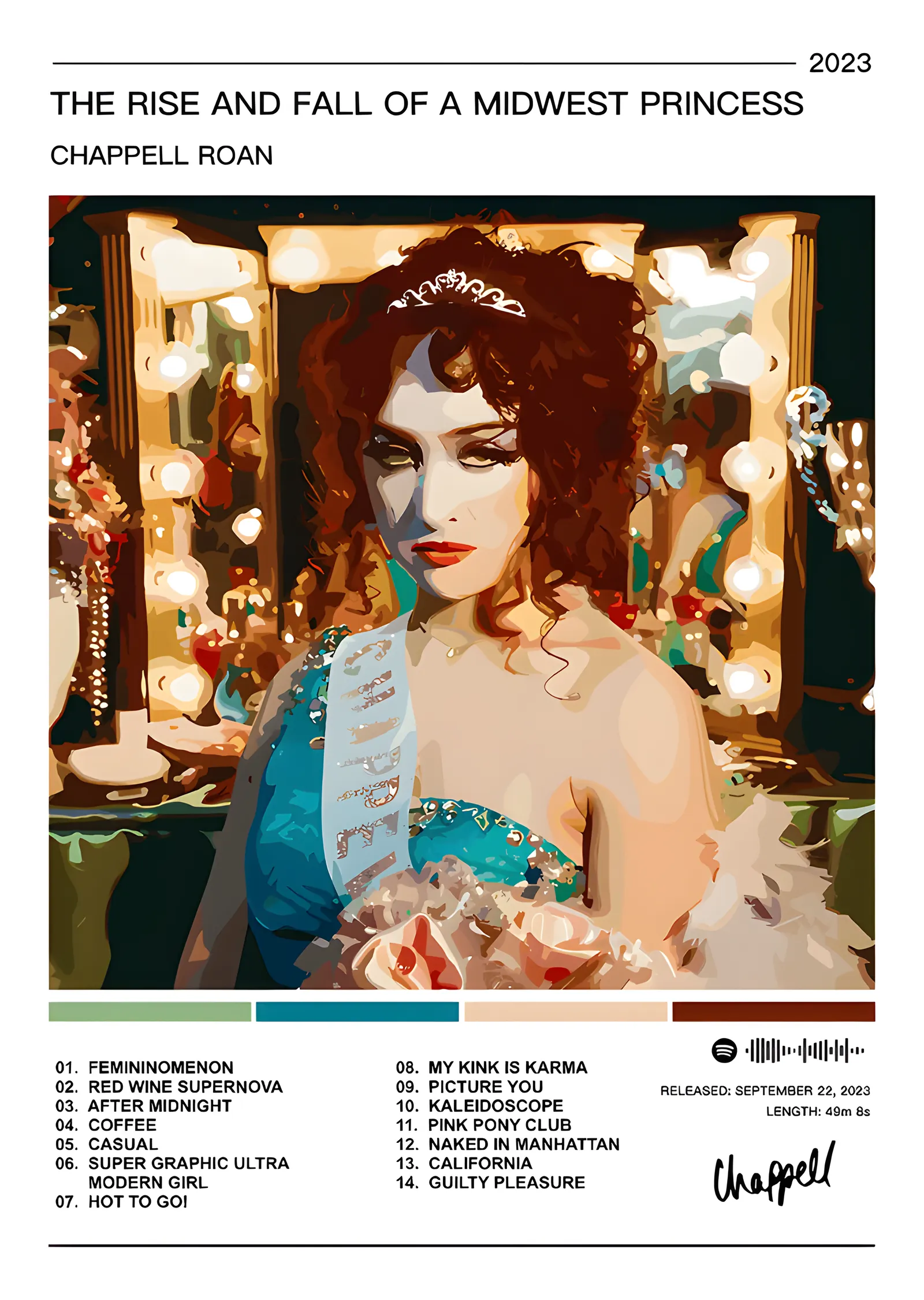 Chappell Roan - Midwest Princess Beyaz Tracklist metal tablo