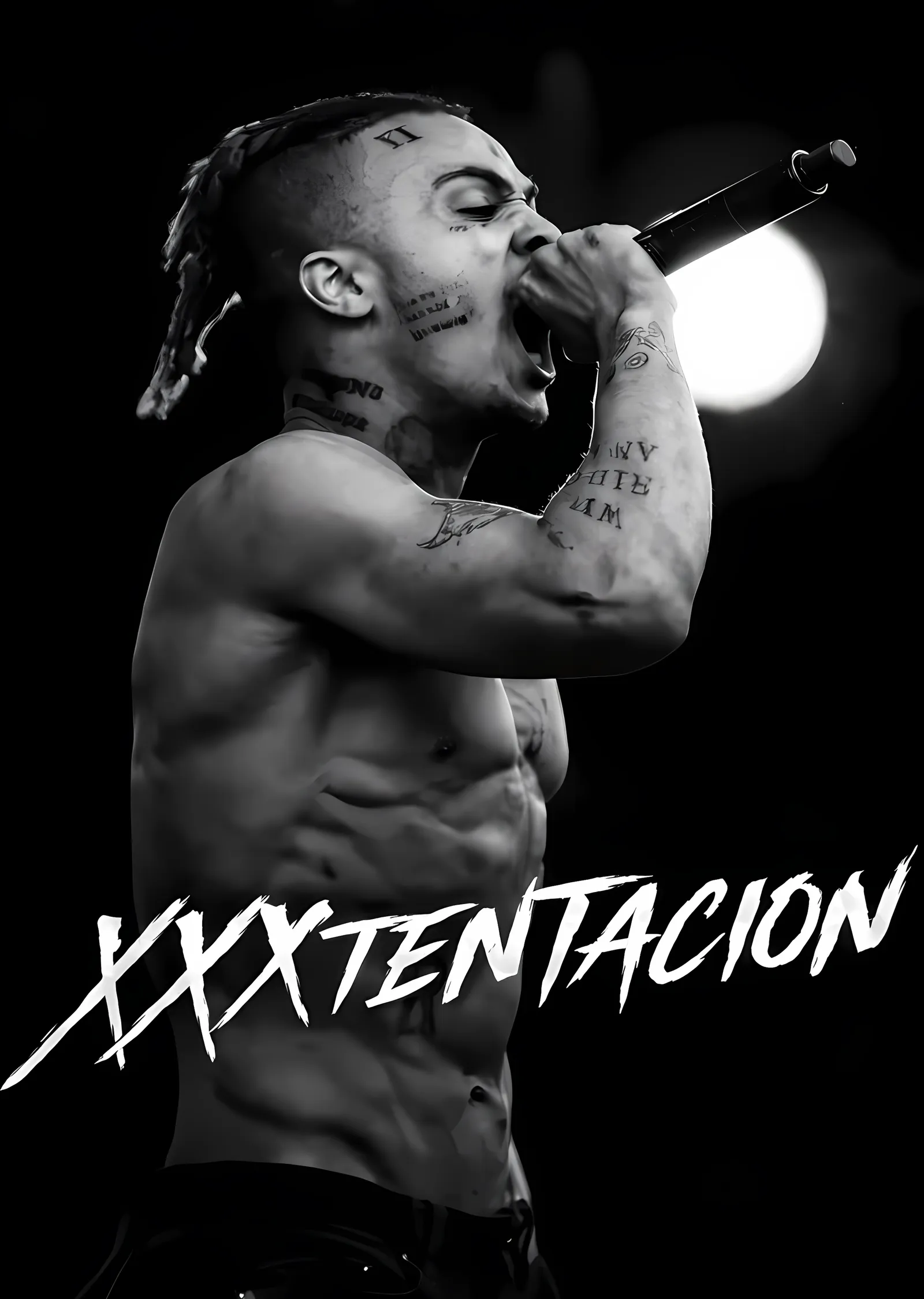 XXXTentacion - Sahne Işığında Siyah Beyaz metal tablo