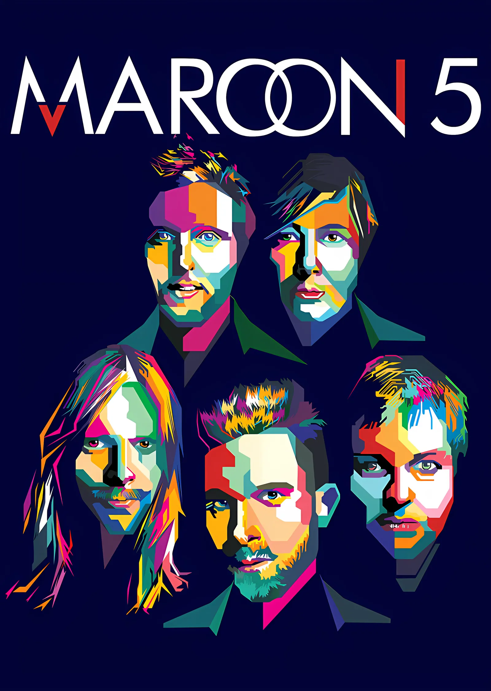 Maroon 5 - Renkli Vektör Kadro metal tablo