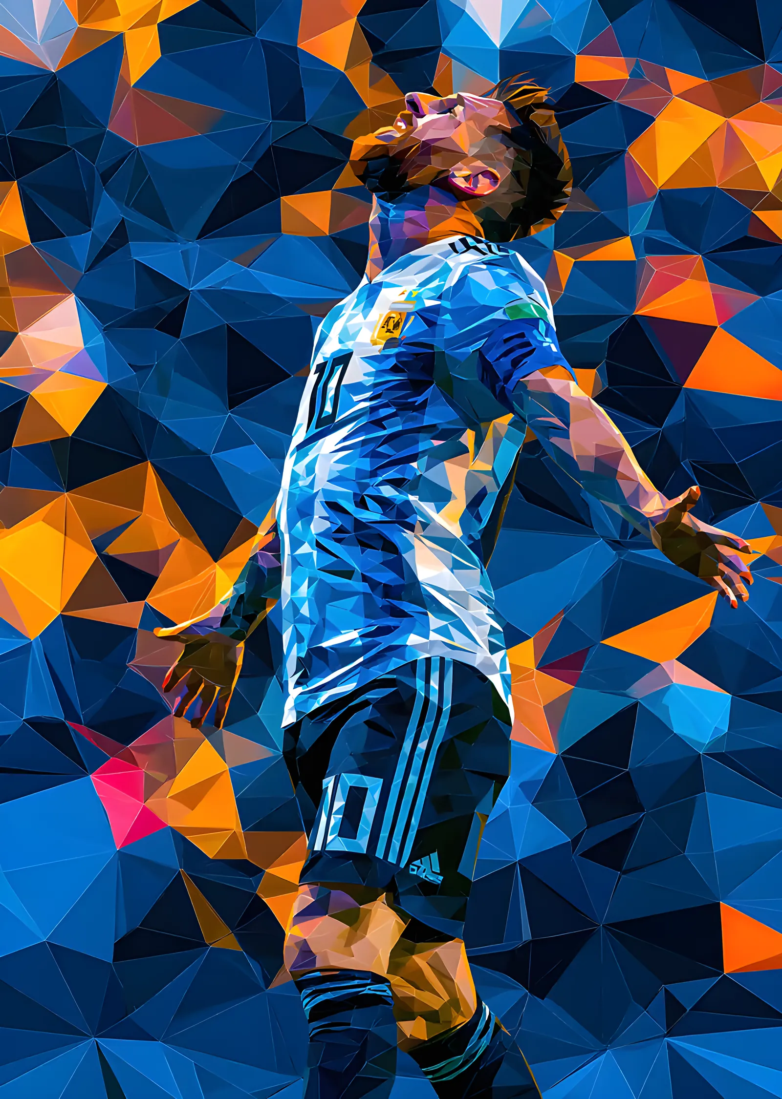 Lionel Messi - Mavi Turuncu Poligon metal tablo