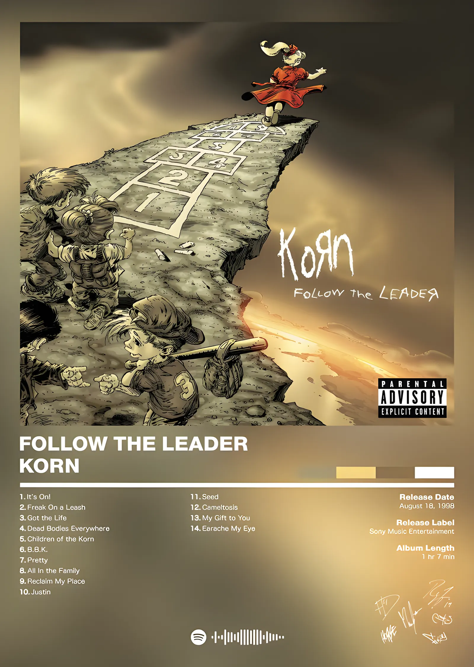 Korn - Follow the Leader Künyesi metal tablo