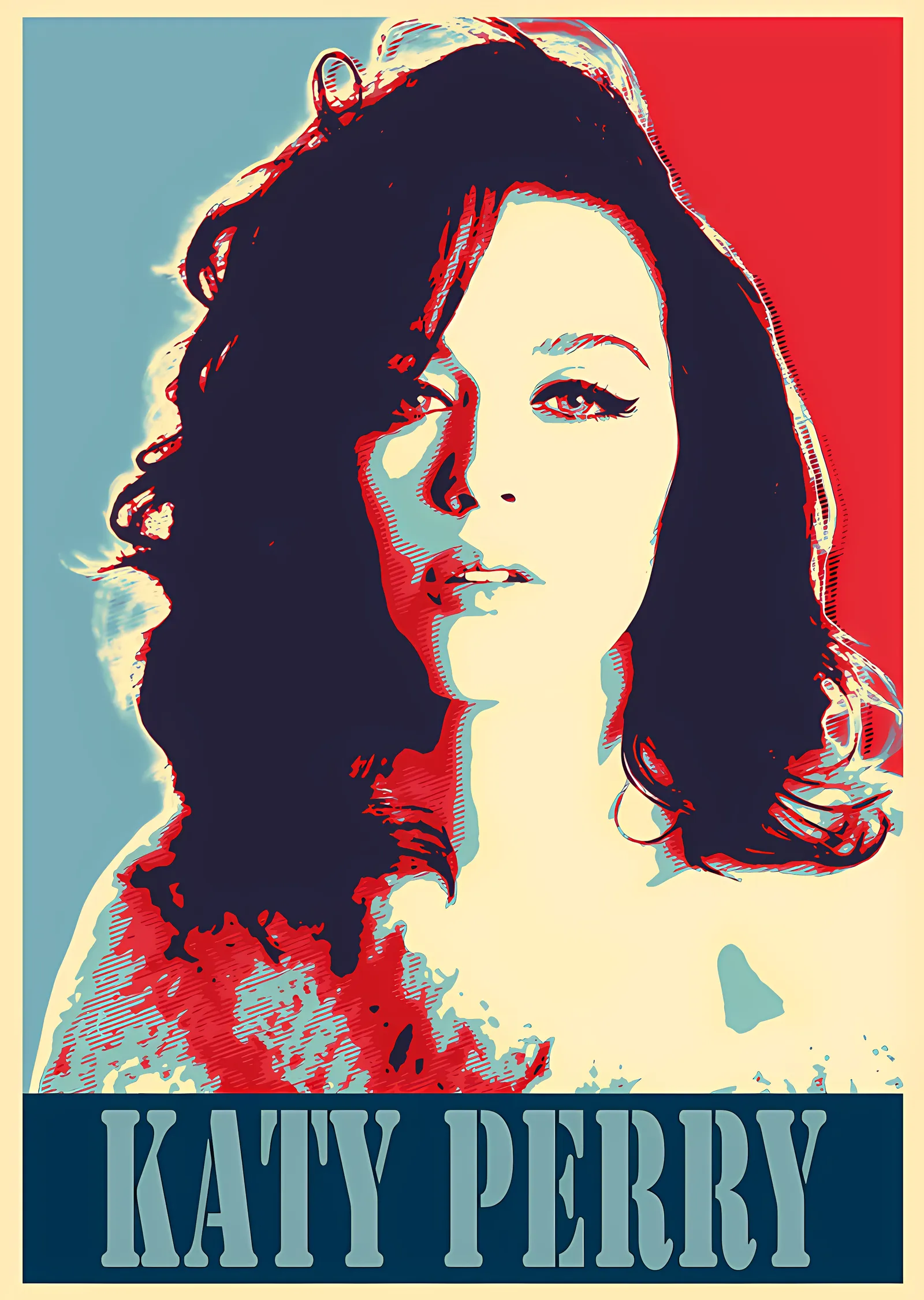 Katy Perry: Krem Stencil metal tablo