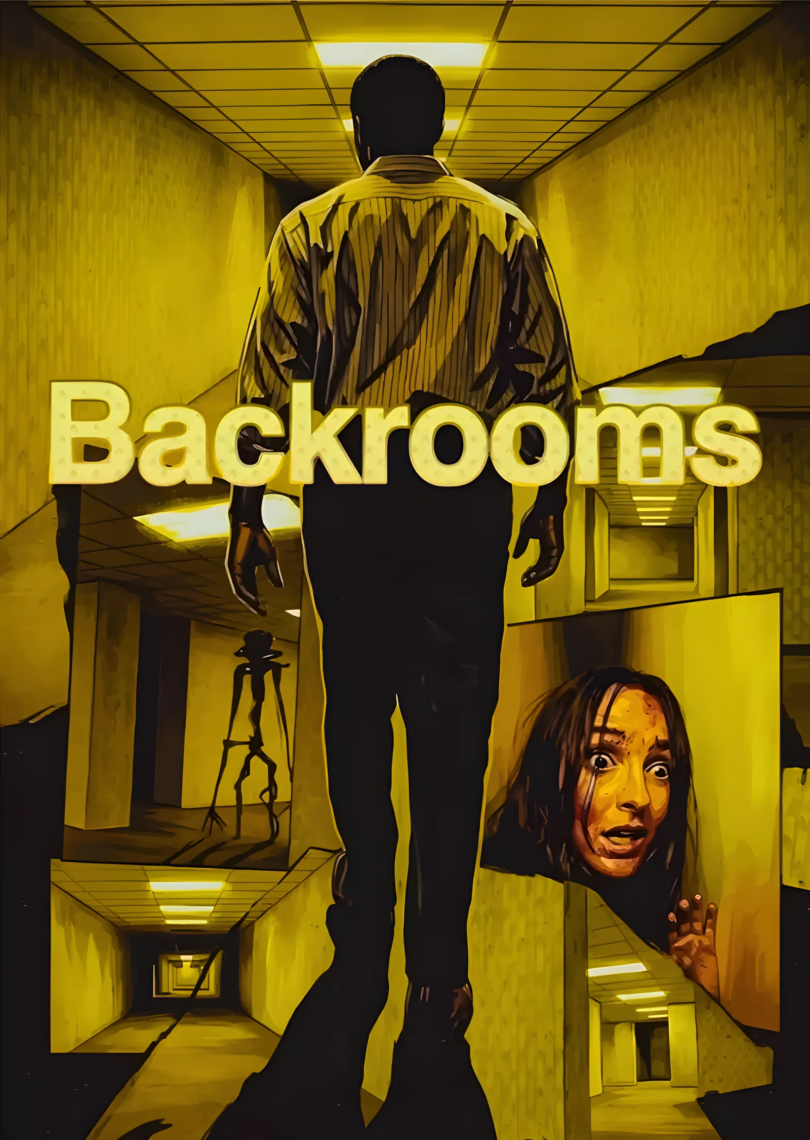 Backrooms - Sarı Duvarlarda Panik metal tablo
