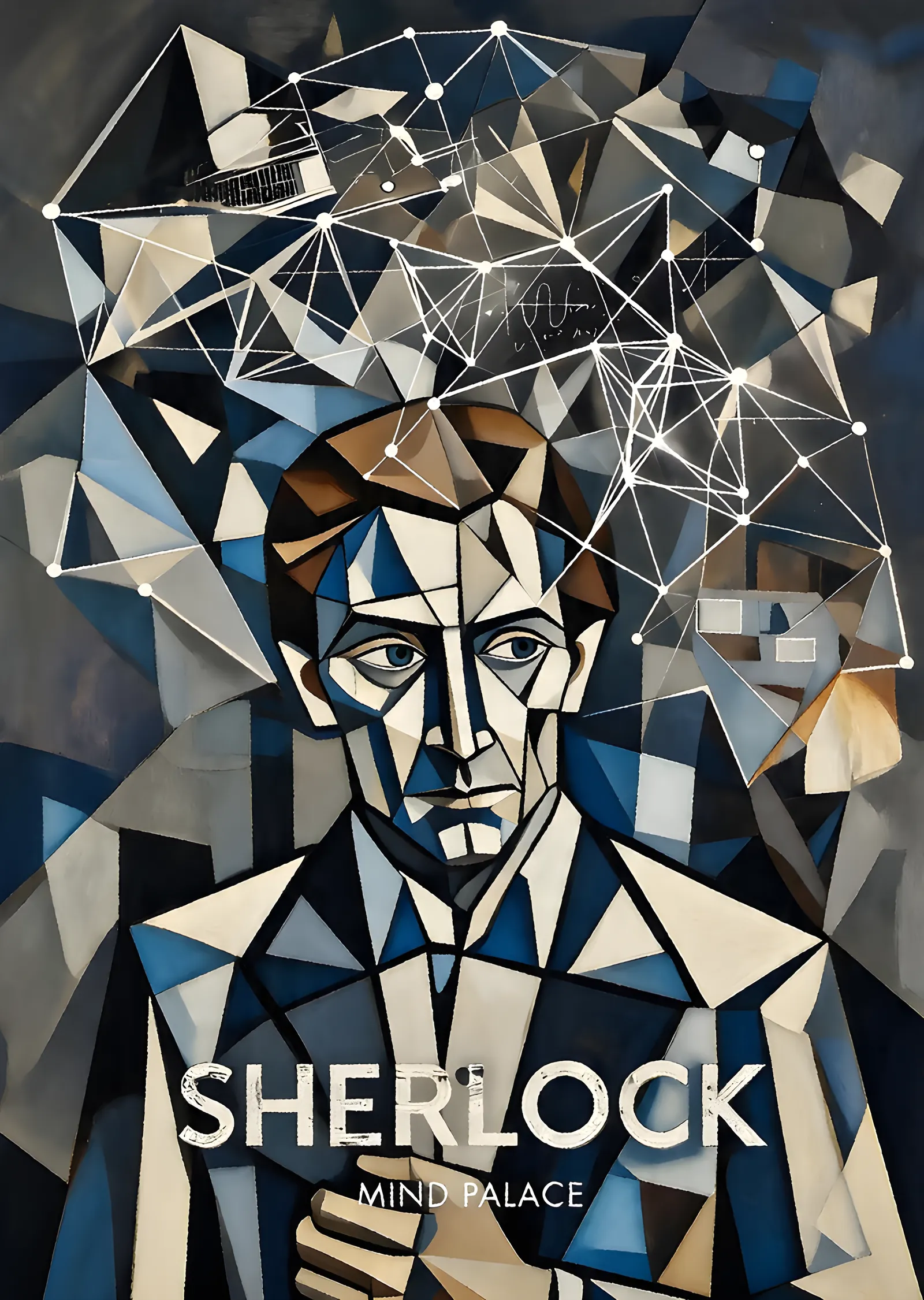 Sherlock - Zihin Sarayı Kübist Portre metal tablo