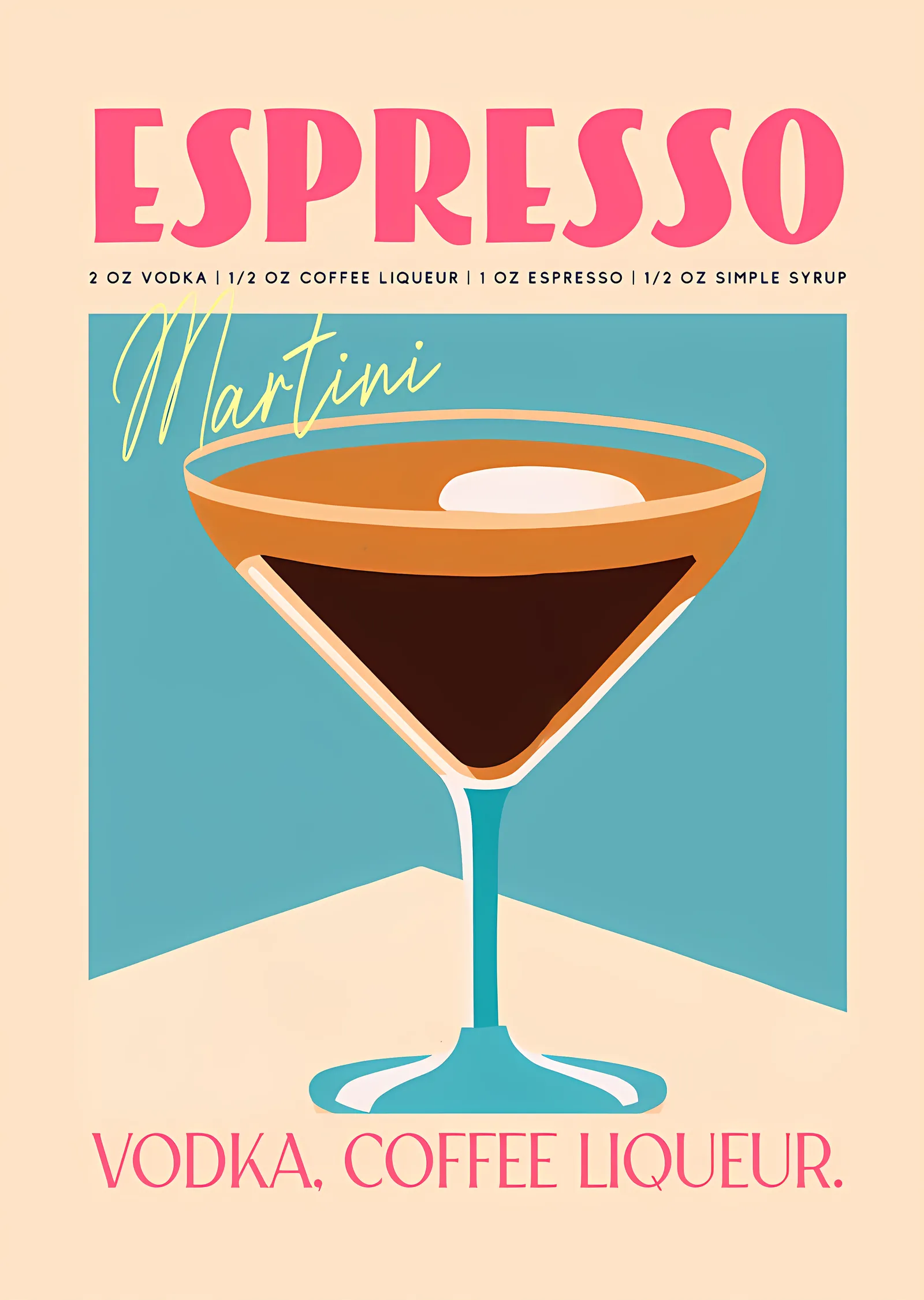 Espresso Martini - Kokteyl Tarifi metal tablo