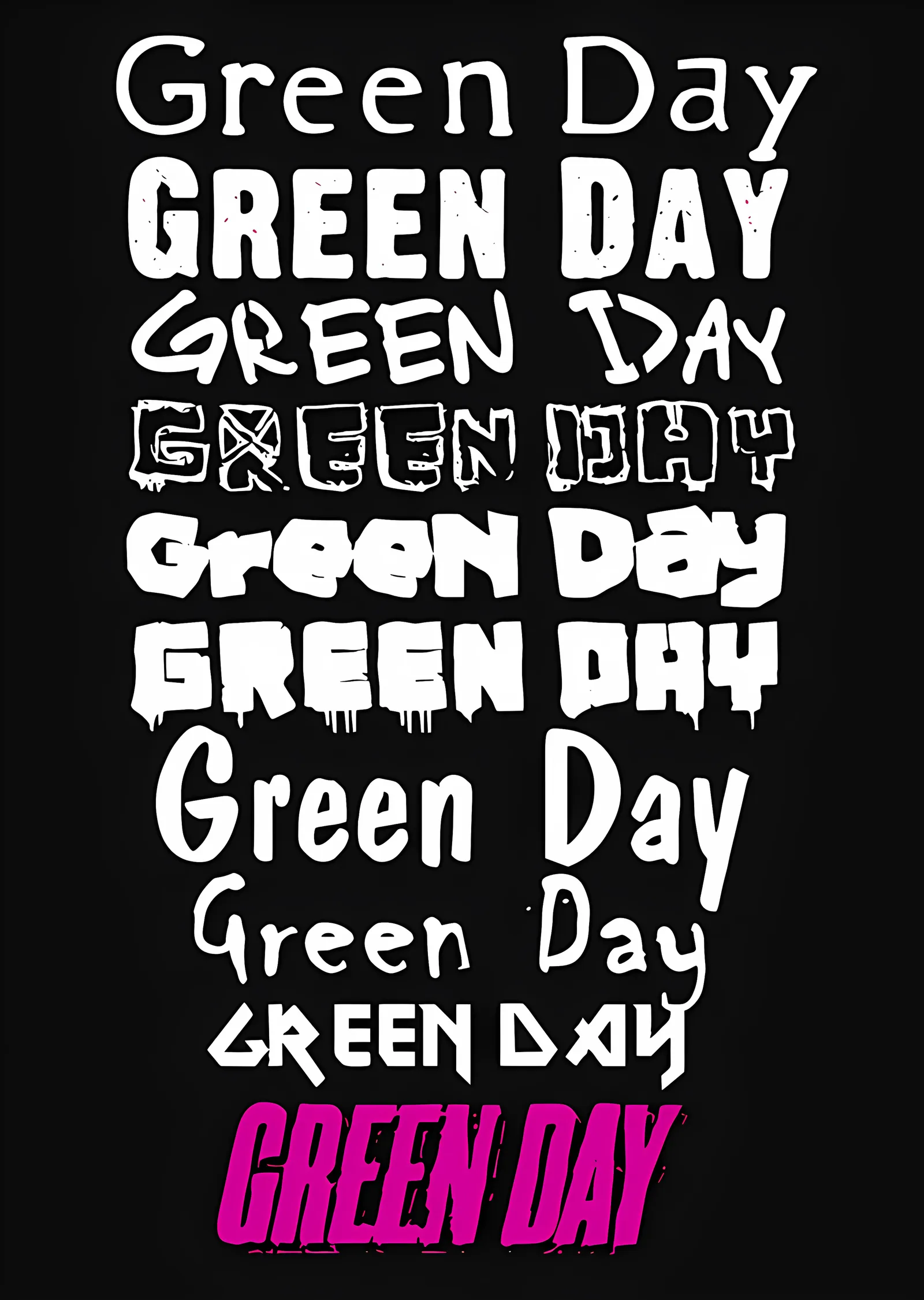 Green Day - Yazı Tipi Varyasyonları metal tablo