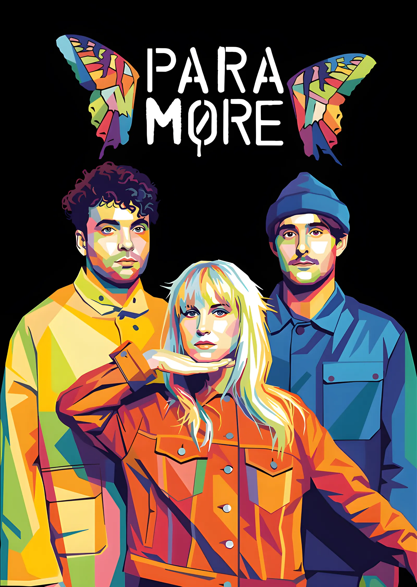 Paramore - Kelebekli Renkli Portre metal tablo