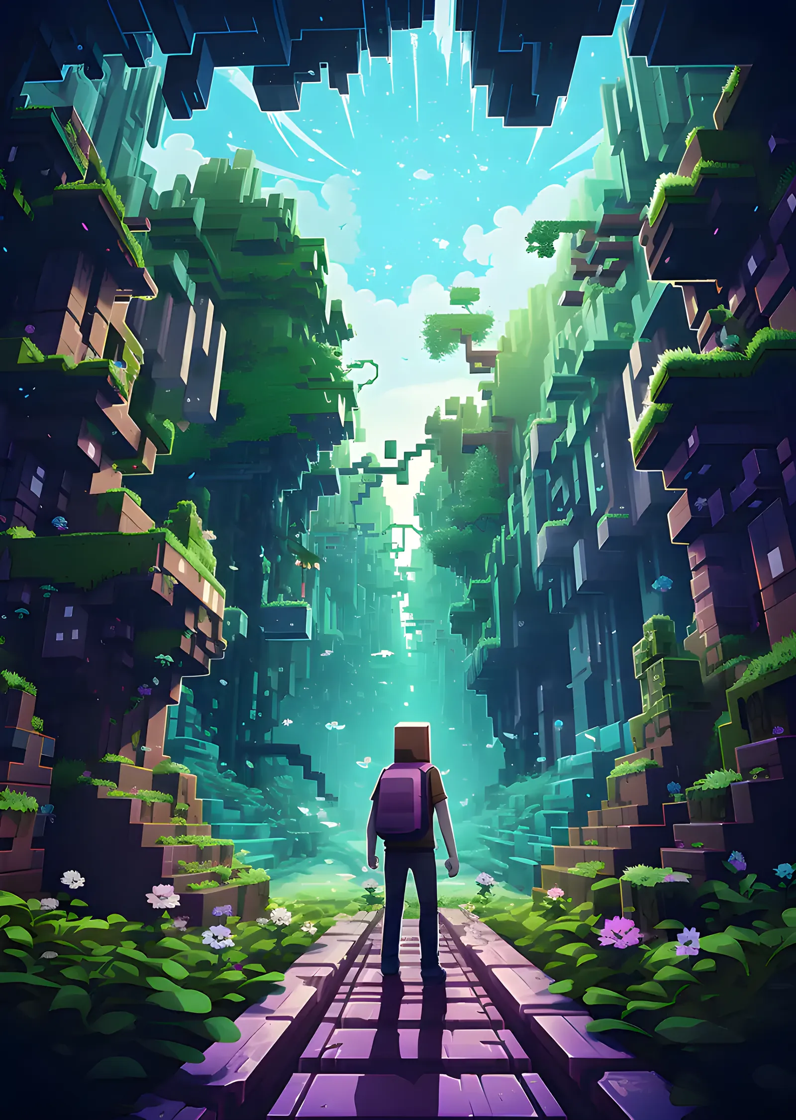 Minecraft - Yosunlu Vadi Yolu metal tablo