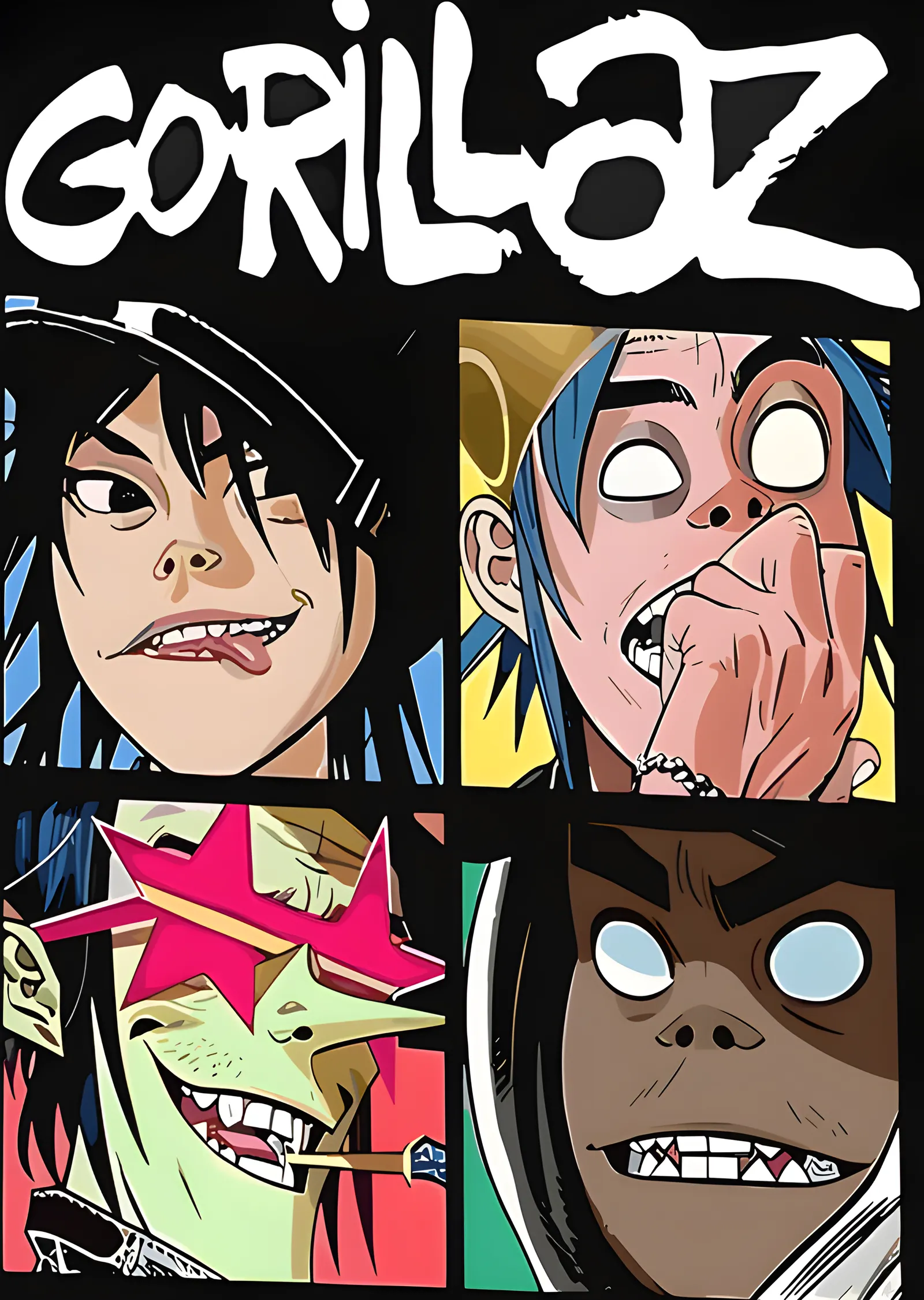 Gorillaz - Yakın Plan Yüz Panelleri metal tablo