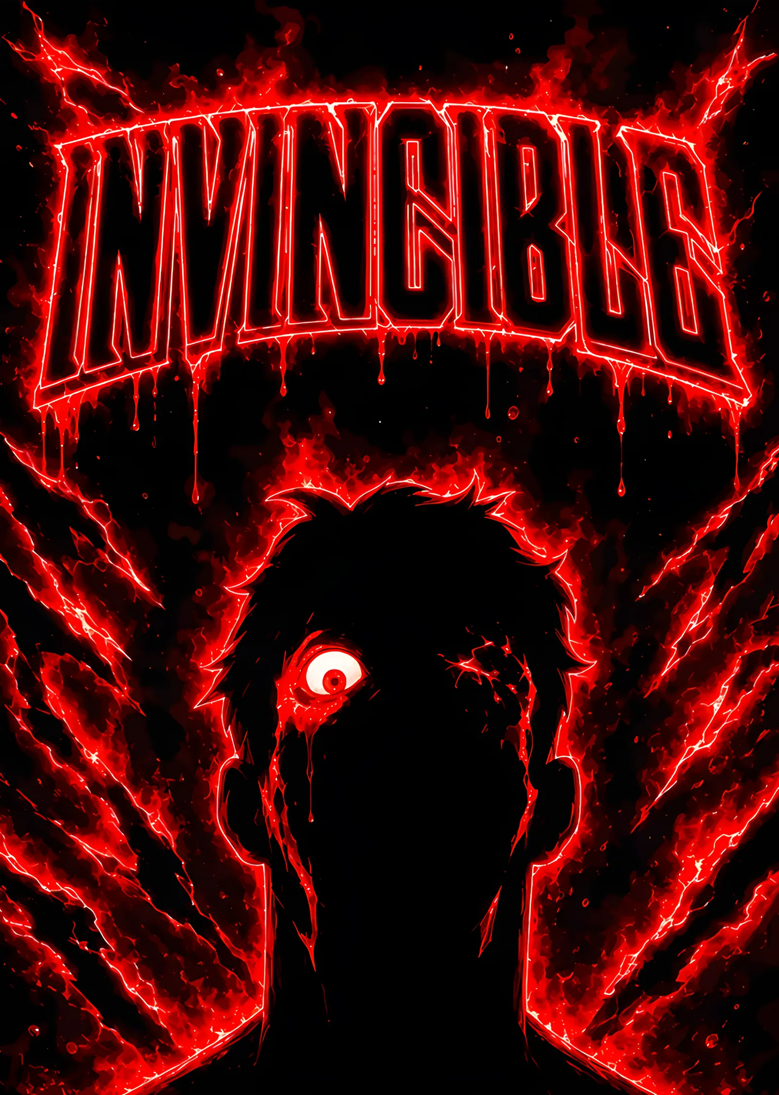Invincible - Kızıl Neon Kanlı Bakış metal tablo