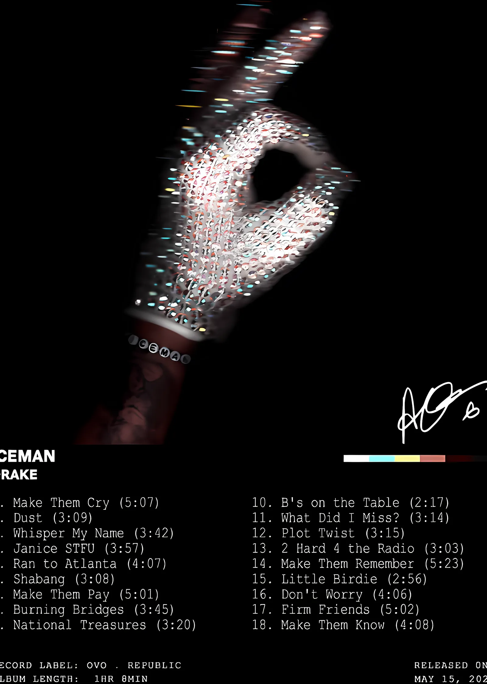 Drake - Iceman metal tablo