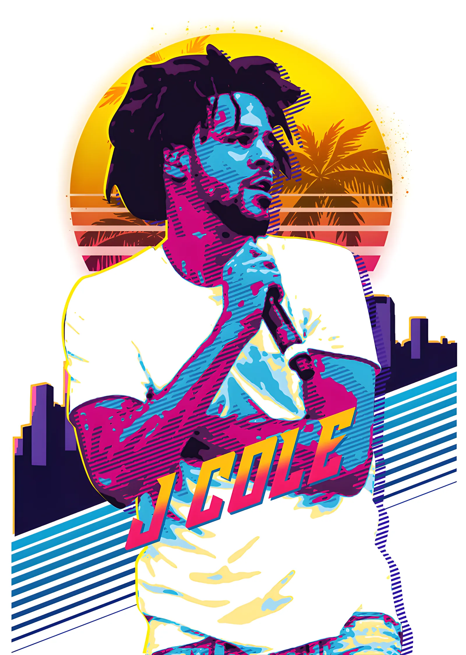 J. Cole - Retro Şehir Portresi metal tablo