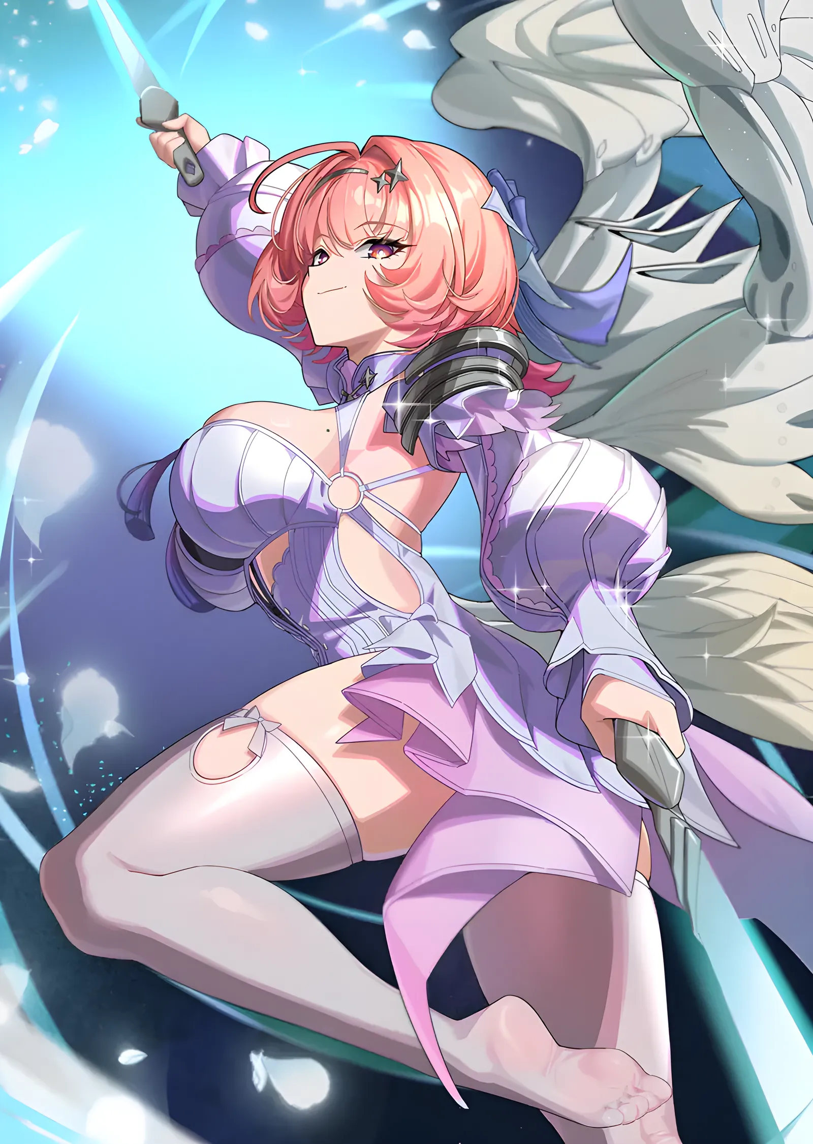 Pembe Saçlı Kılıçlı Anime Karakteri metal tablo