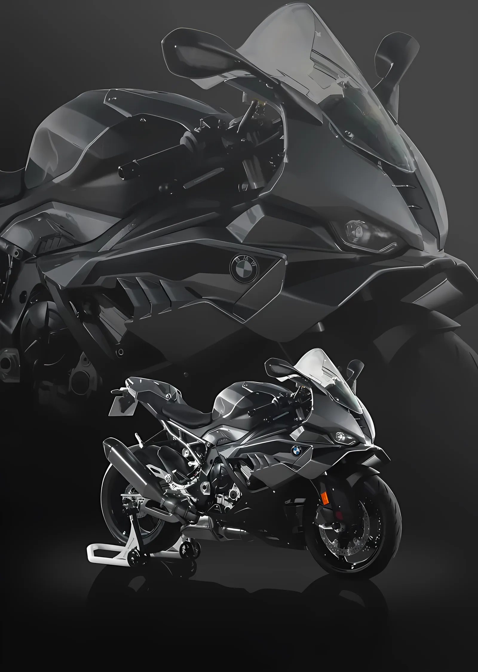 BMW S1000RR - Gri Tonlarda Gövde metal tablo