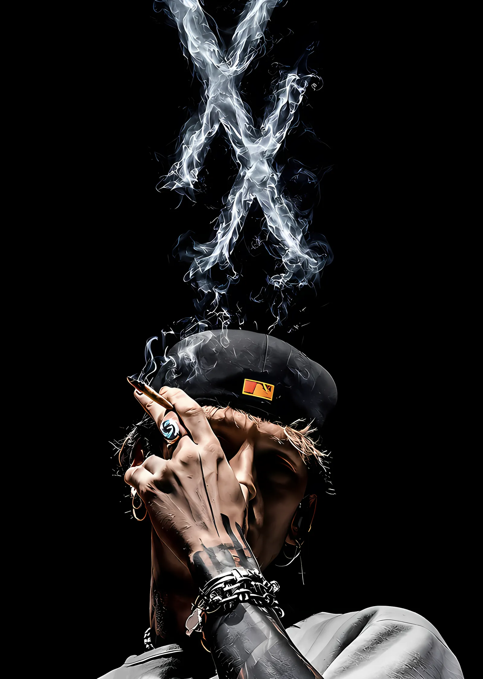 Travis Scott - Dumanlı Portre metal tablo
