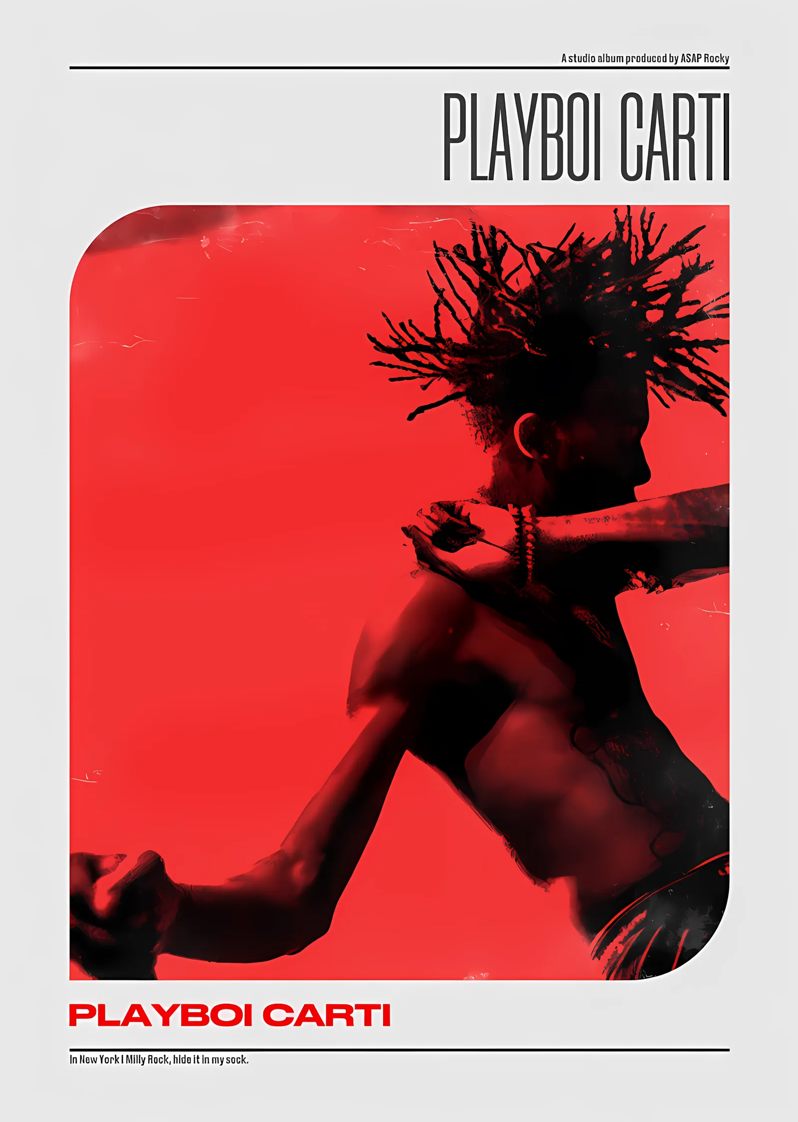 Playboi Carti - Kırmızı Silüet metal tablo