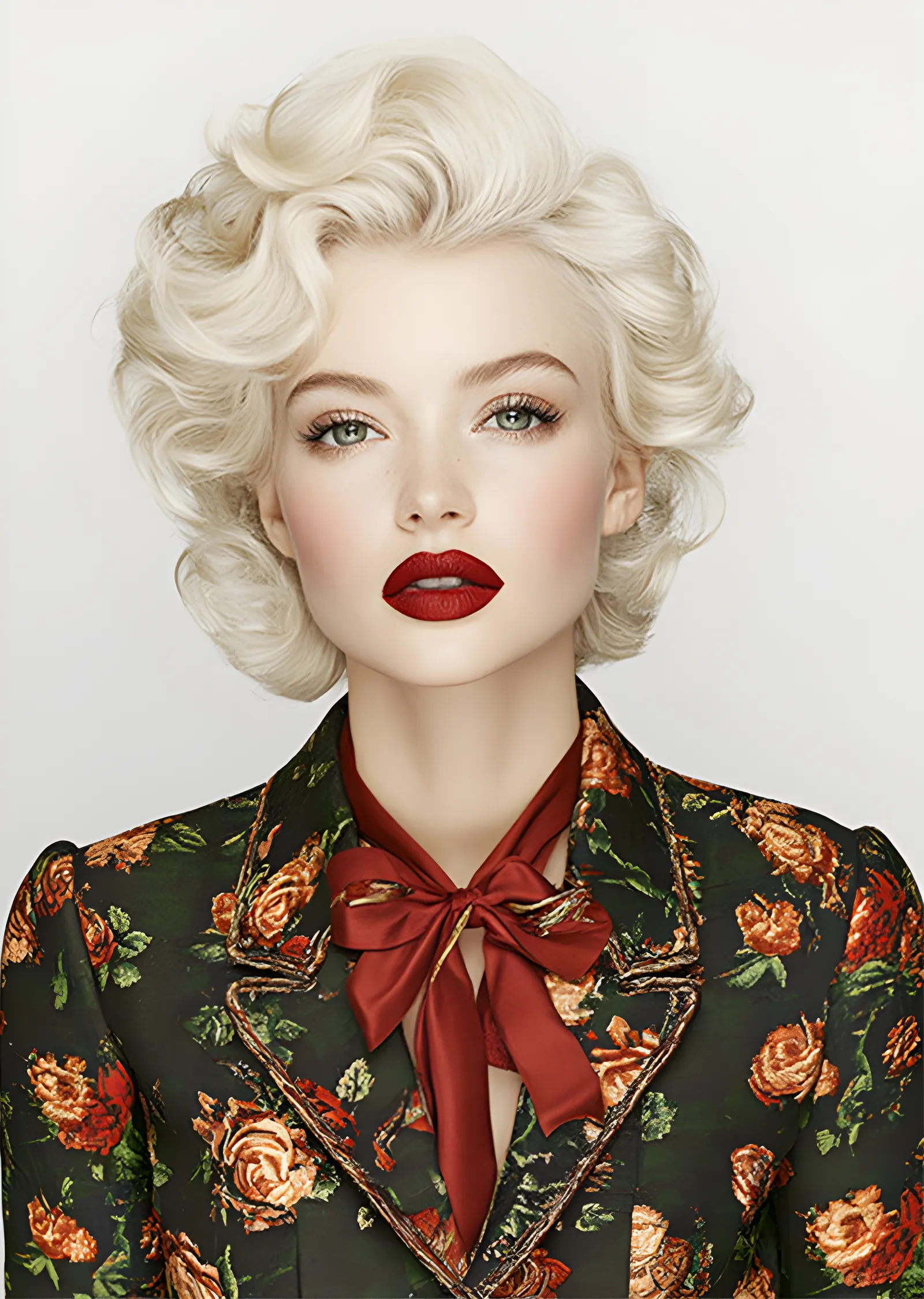 Marilyn Monroe - Gül Desenli Ceket metal tablo