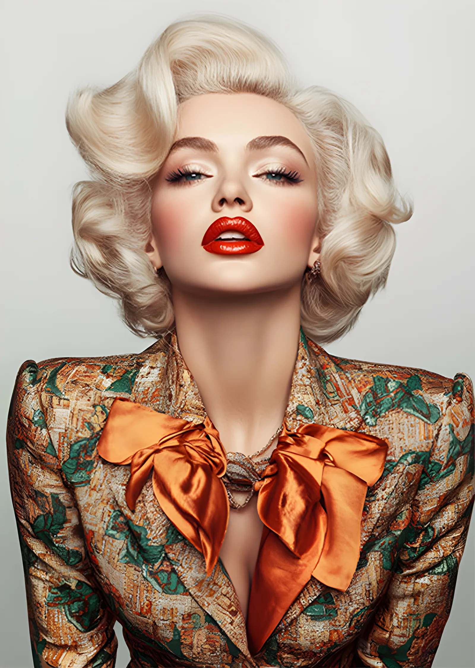 Marilyn Monroe - Turuncu Fularlı Ceket metal tablo