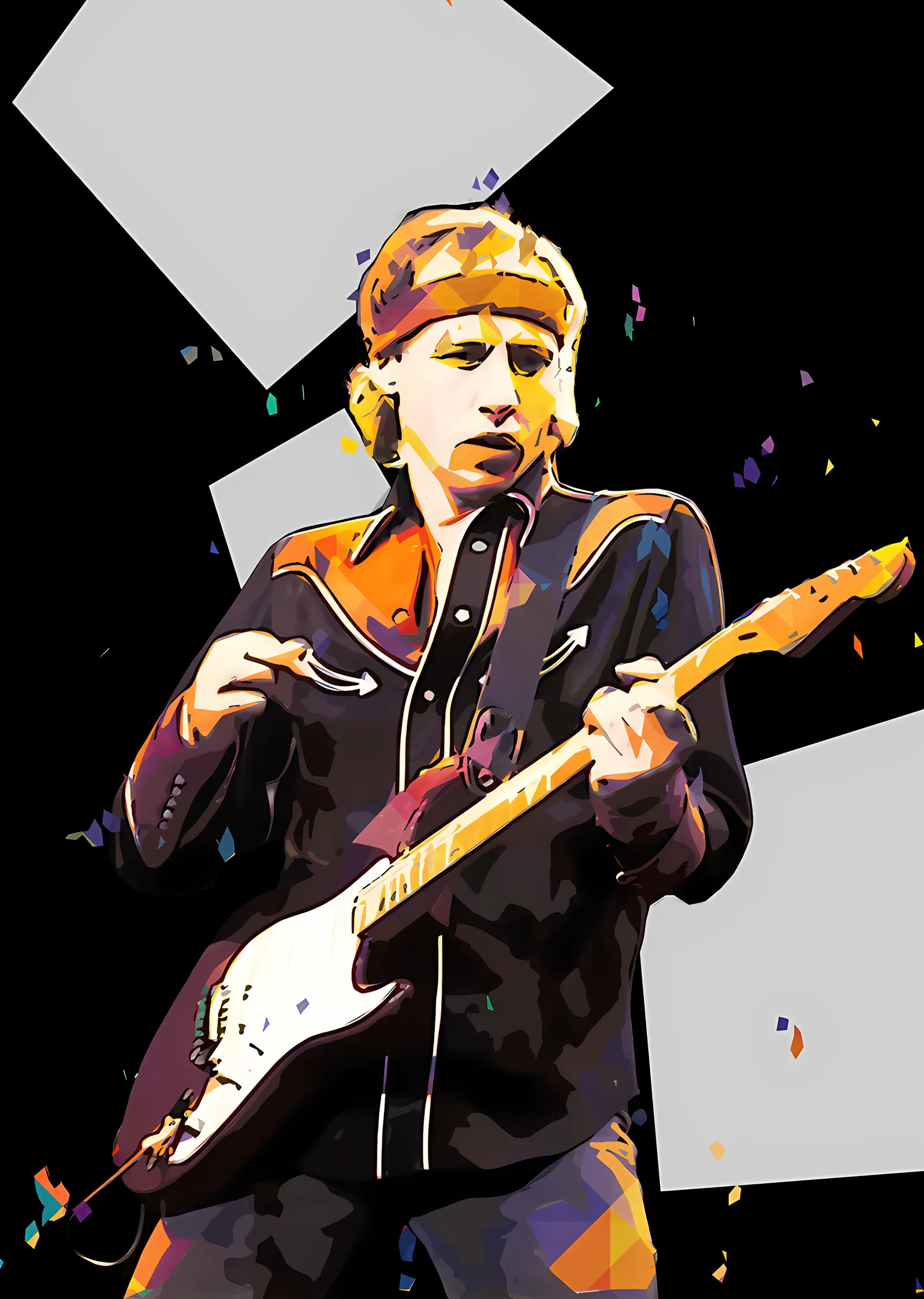 Mark Knopfler: Gri Zeminde Vektör metal tablo