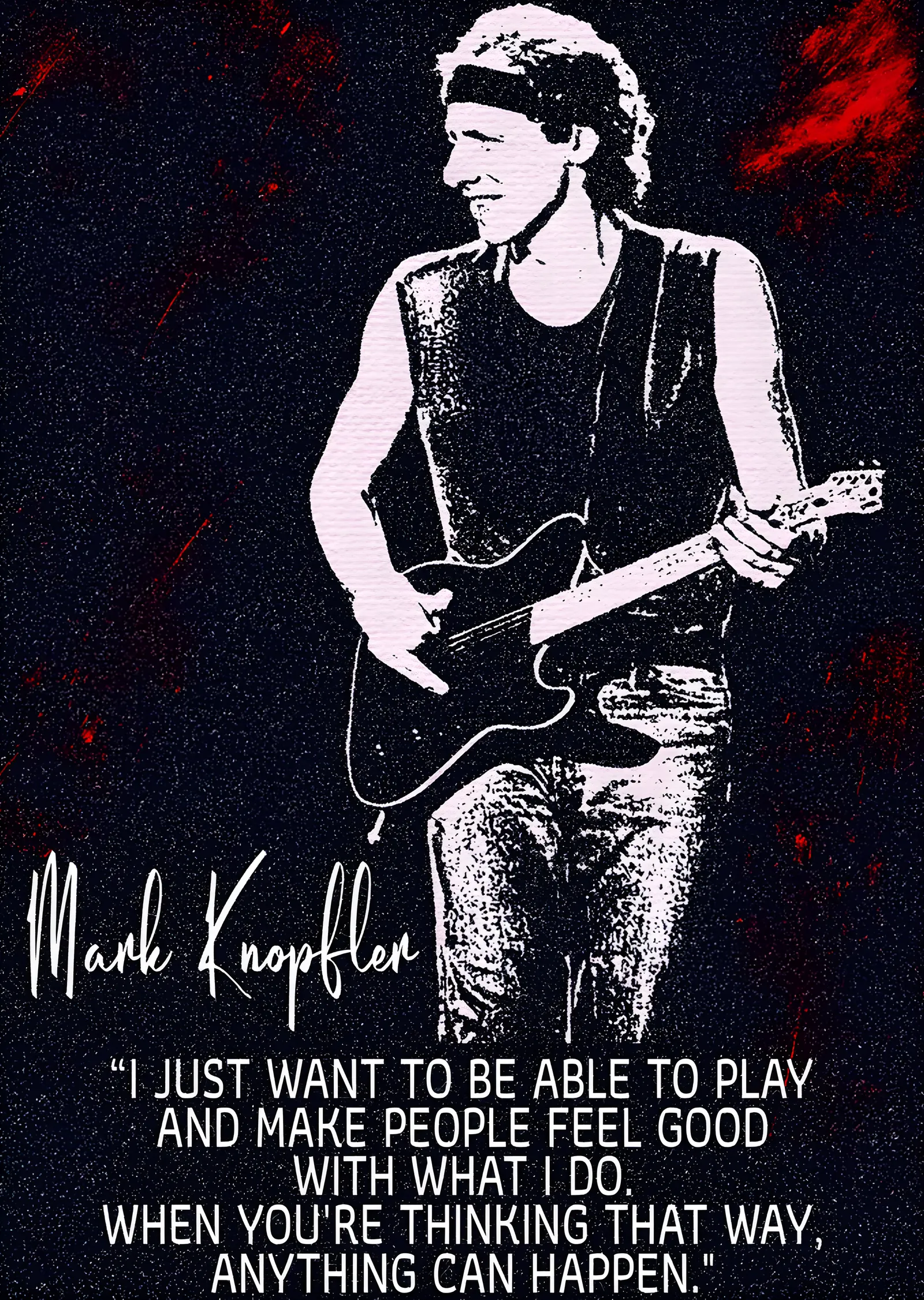 Mark Knopfler: Stencil Portre metal tablo