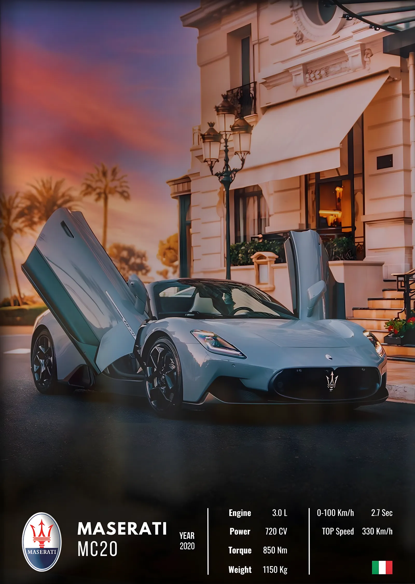 Maserati MC20 (Teknik Föy) metal tablo