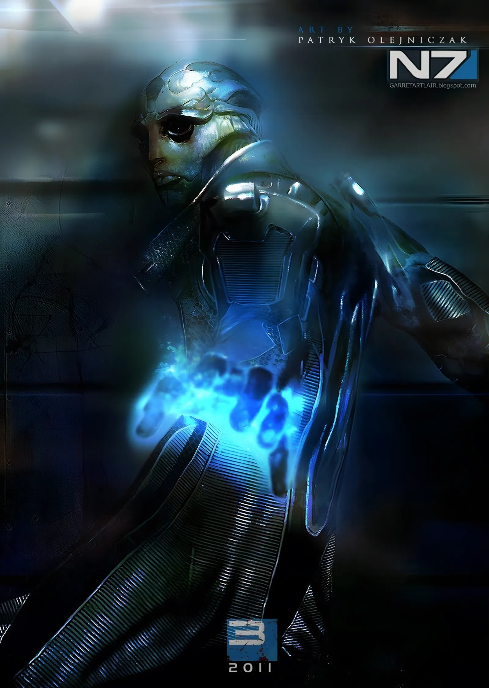 Mass Effect: Mavi Enerjili N7 Zırhı metal tablo