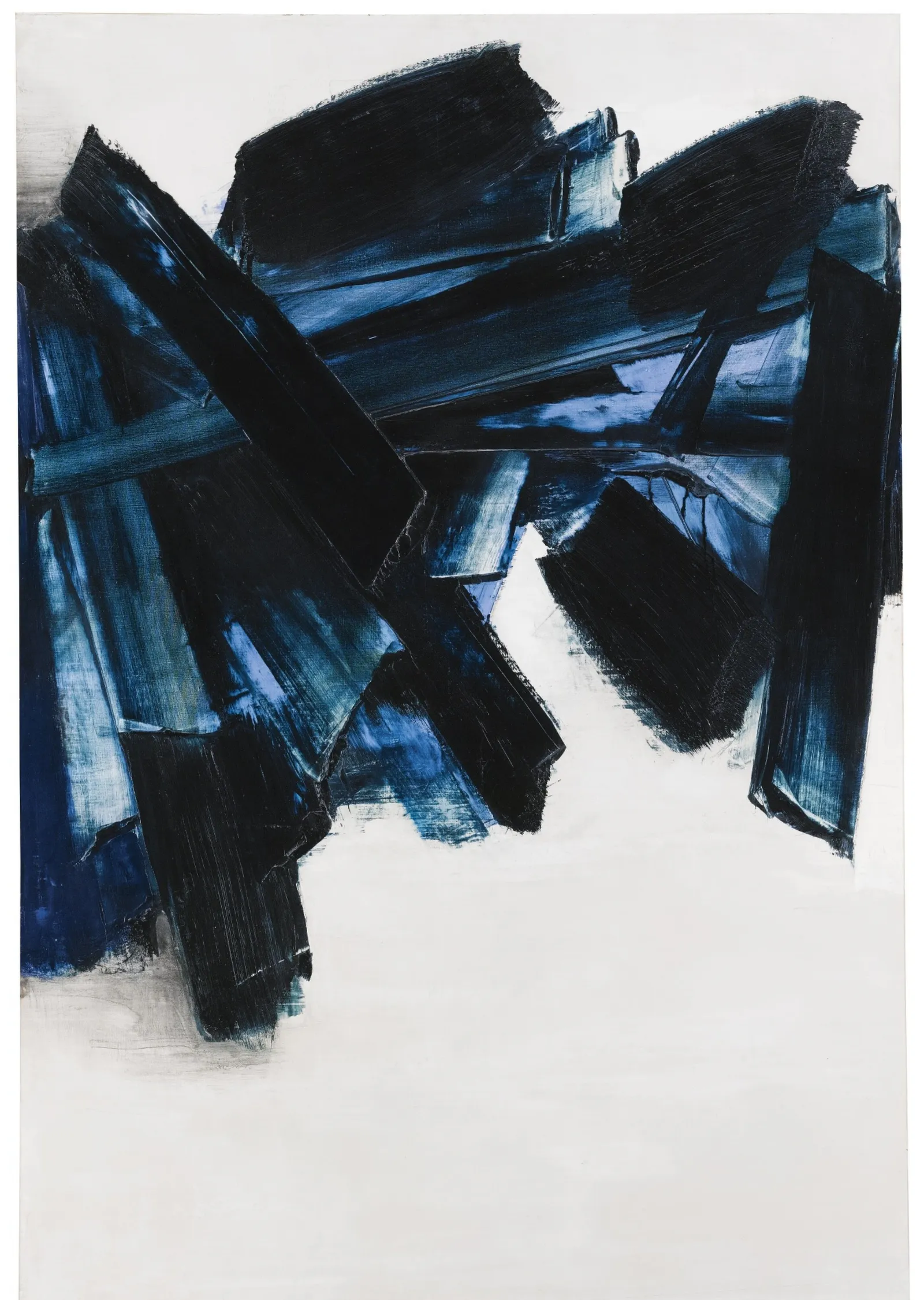 Mavi Fırça Kompozisyonu - Pierre Soulages metal tablo
