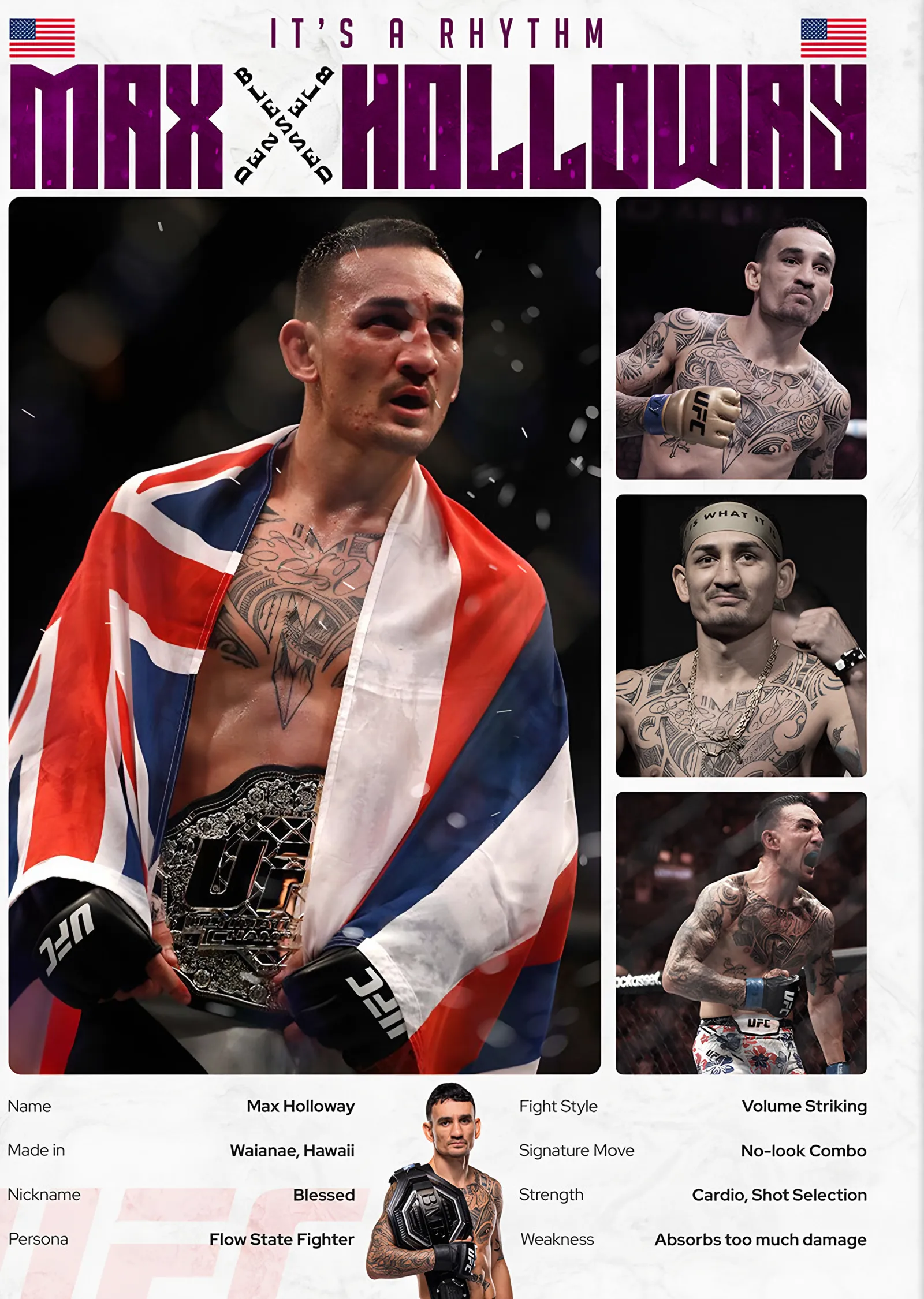 Max Holloway Blessed metal tablo