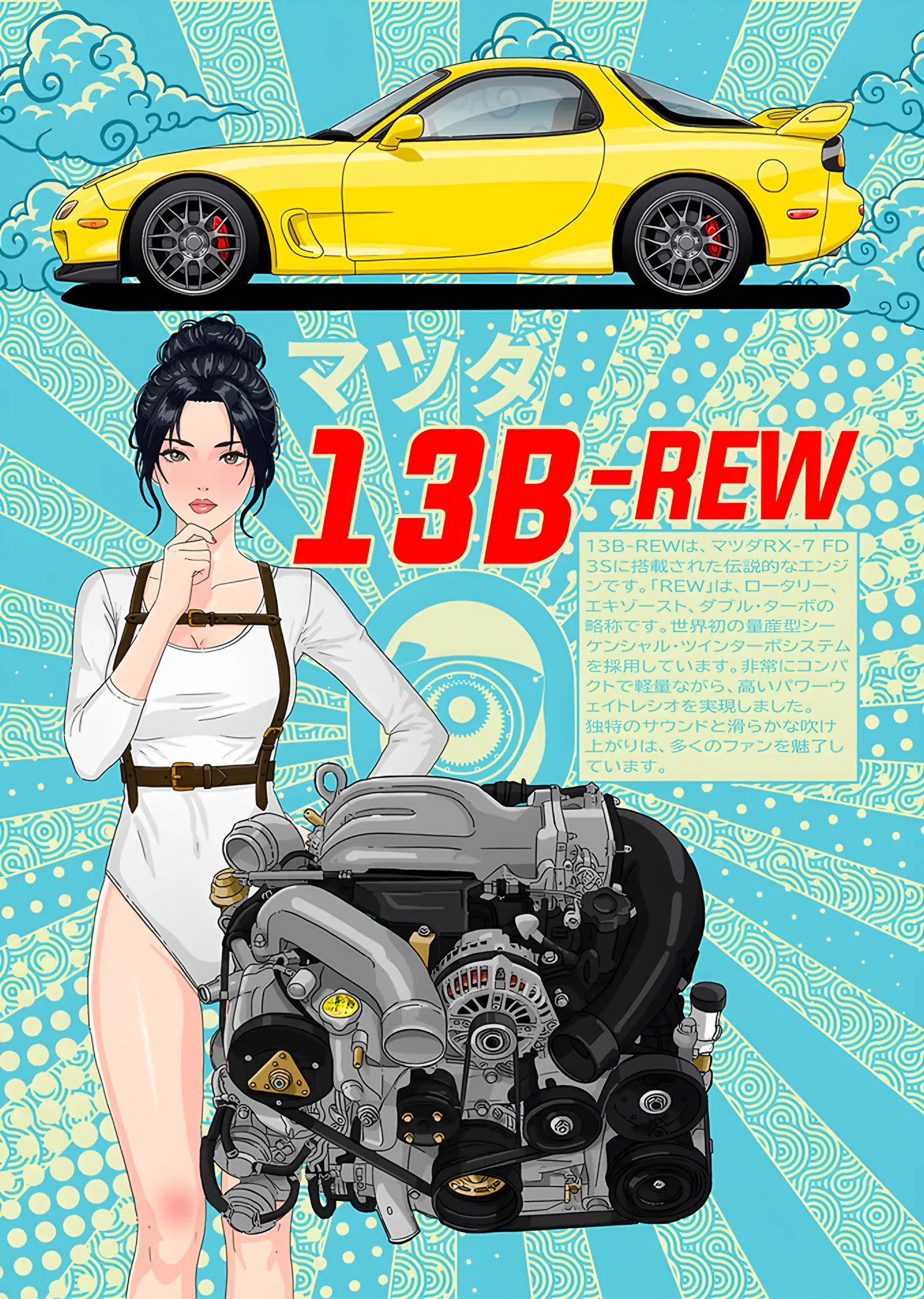 Mazda 13B-REW: Rotary Motor Afişi metal tablo