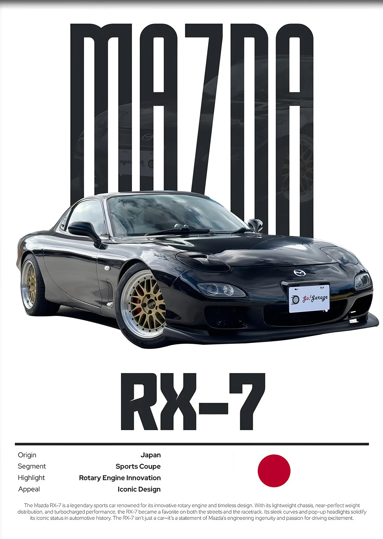 Mazda RX-7 Künye metal tablo