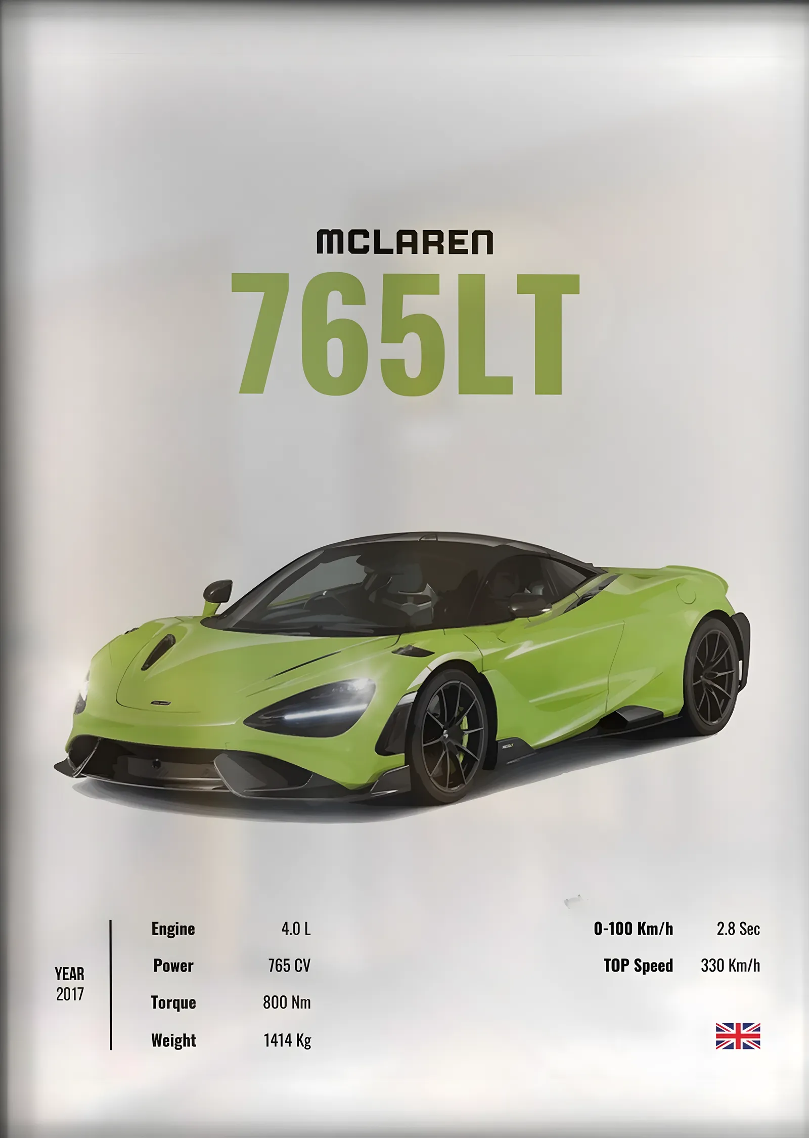 McLaren 765LT metal tablo