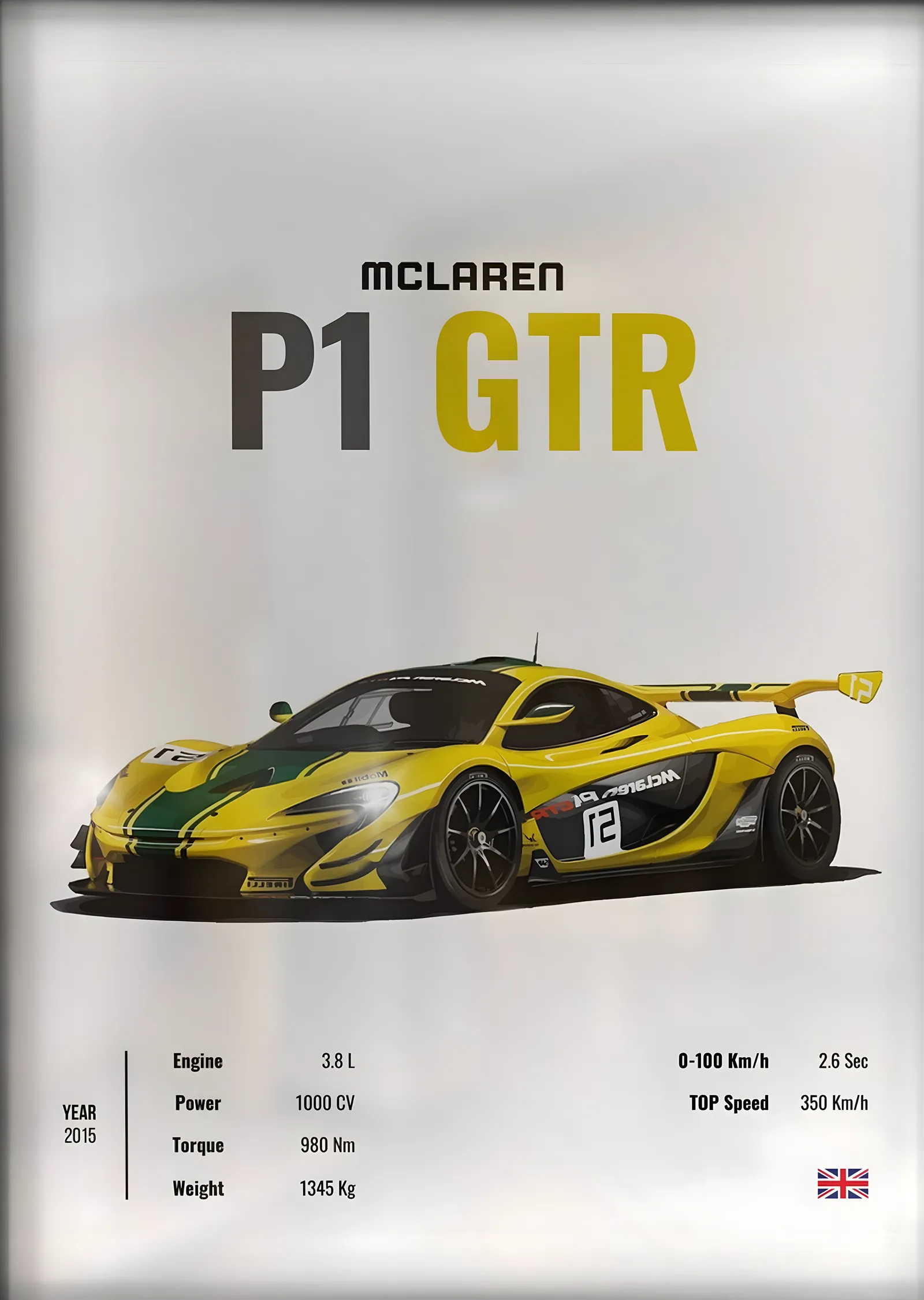 McLaren P1 GTR (Teknik Föy) metal tablo