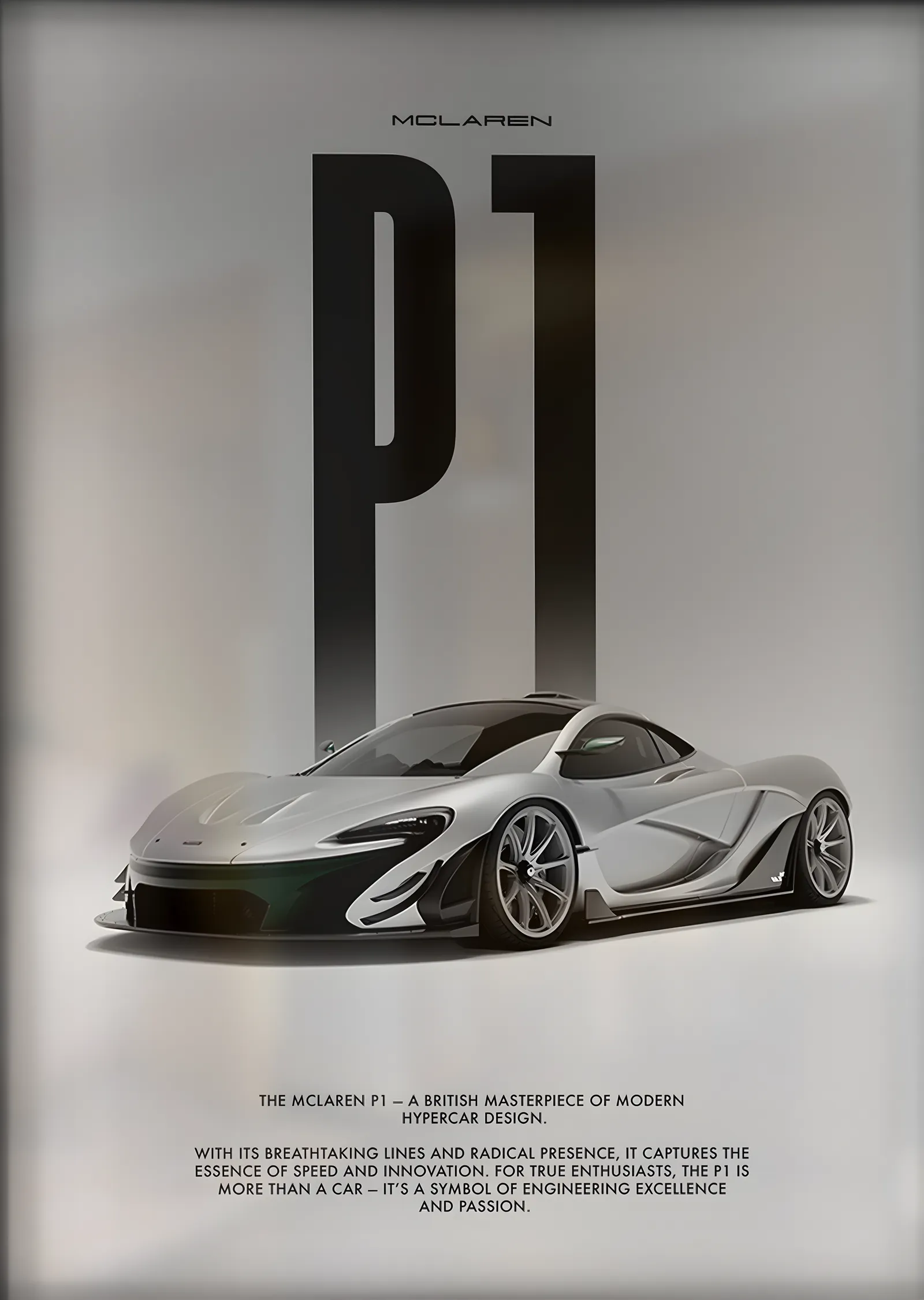 McLaren P1 (Tipografi) metal tablo