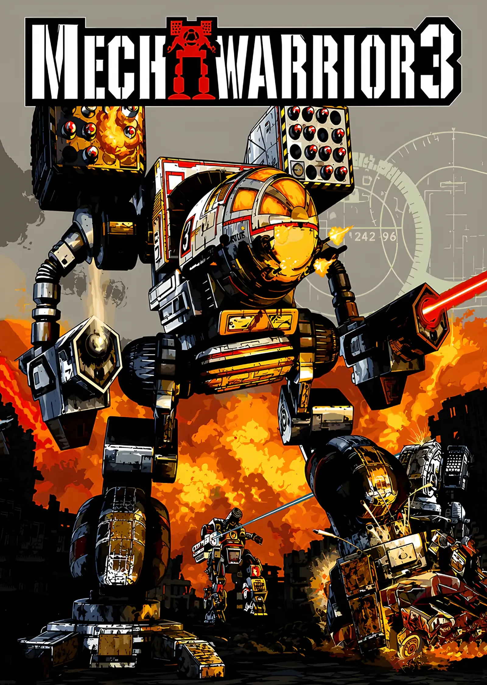 MechWarrior 3: Alevlerde Sarı BattleMech metal tablo
