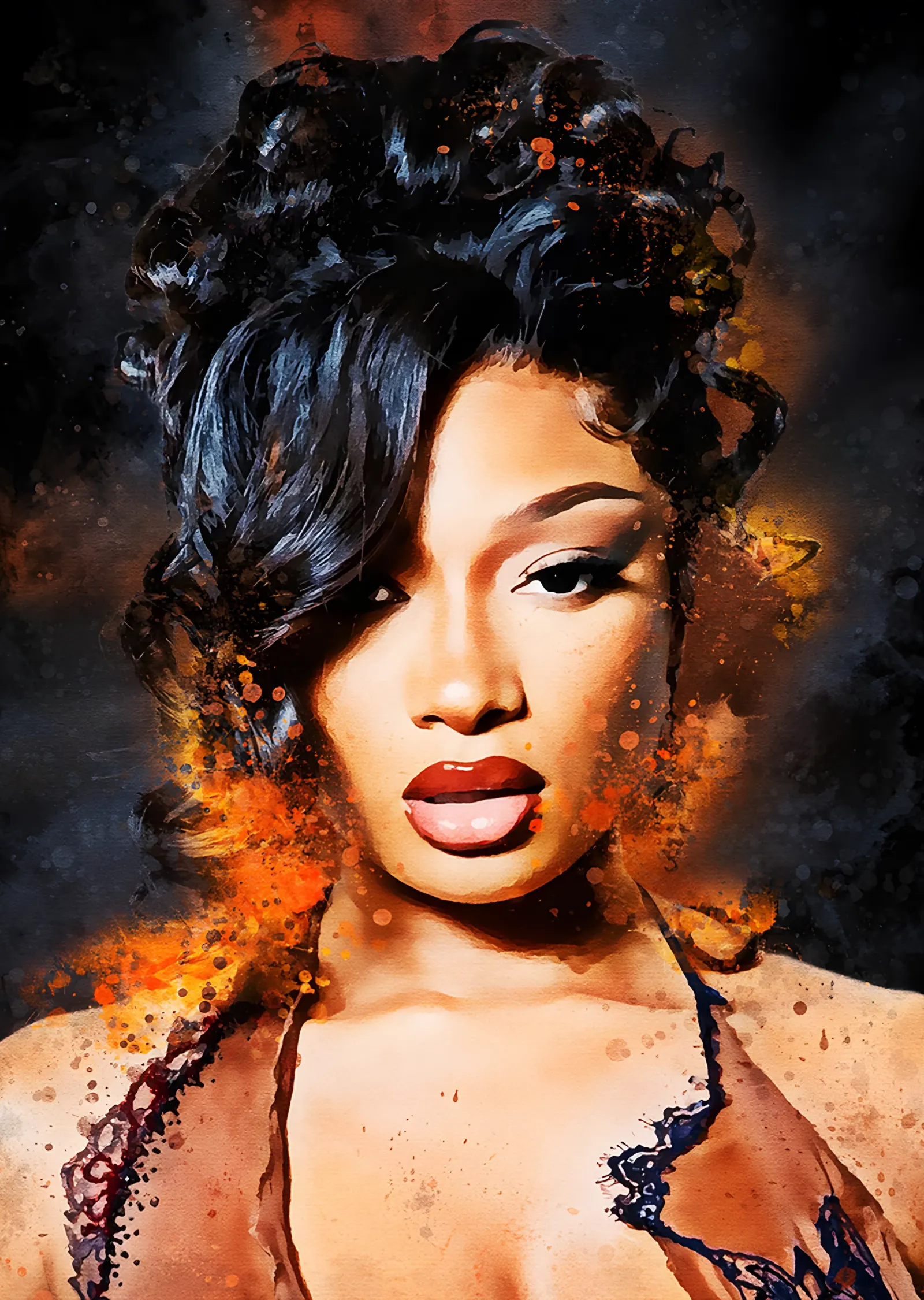 Megan Thee Stallion - Alev Tonlu Portre metal tablo