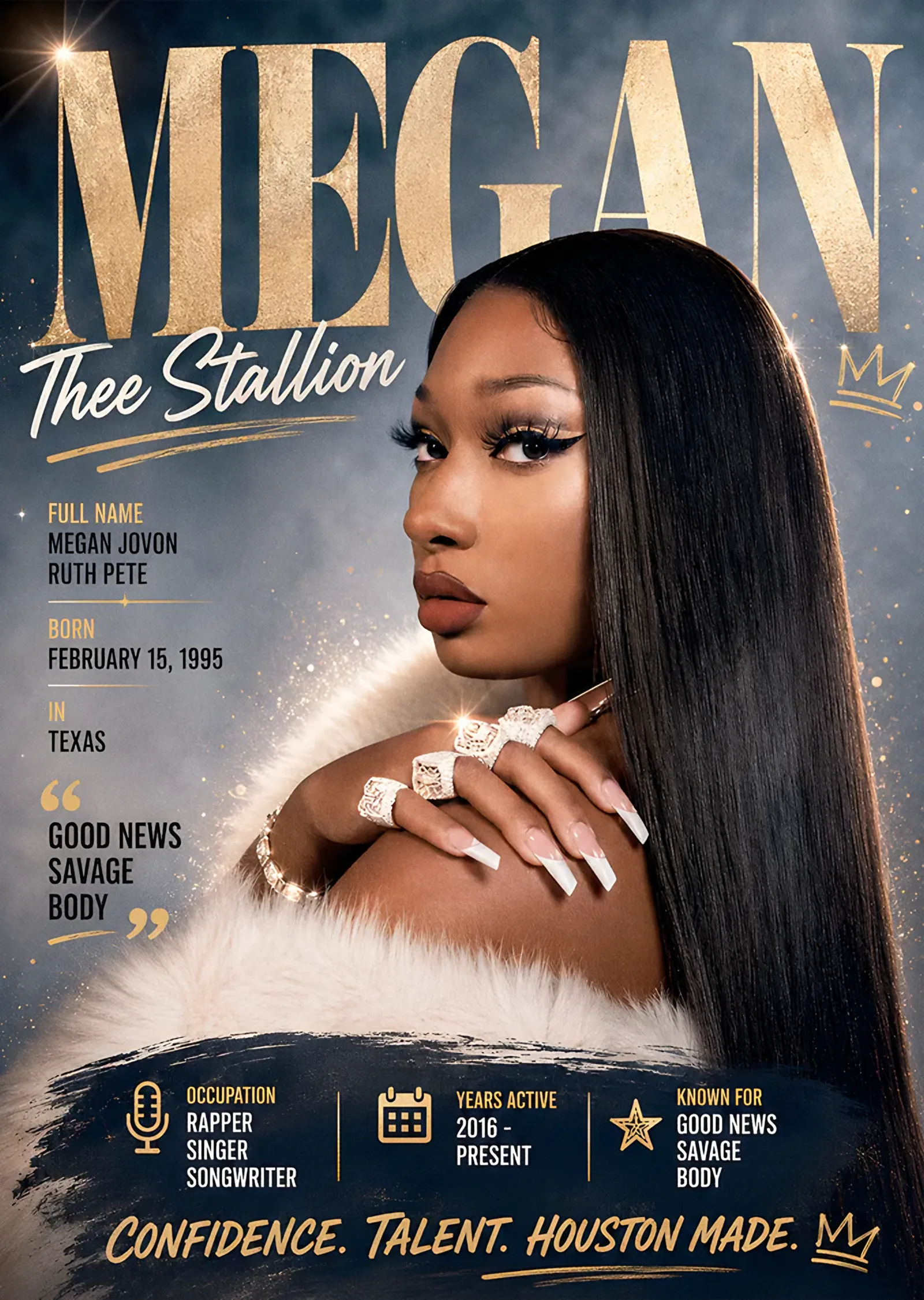 Megan Thee Stallion - Dergi Kapağı Düzeni metal tablo