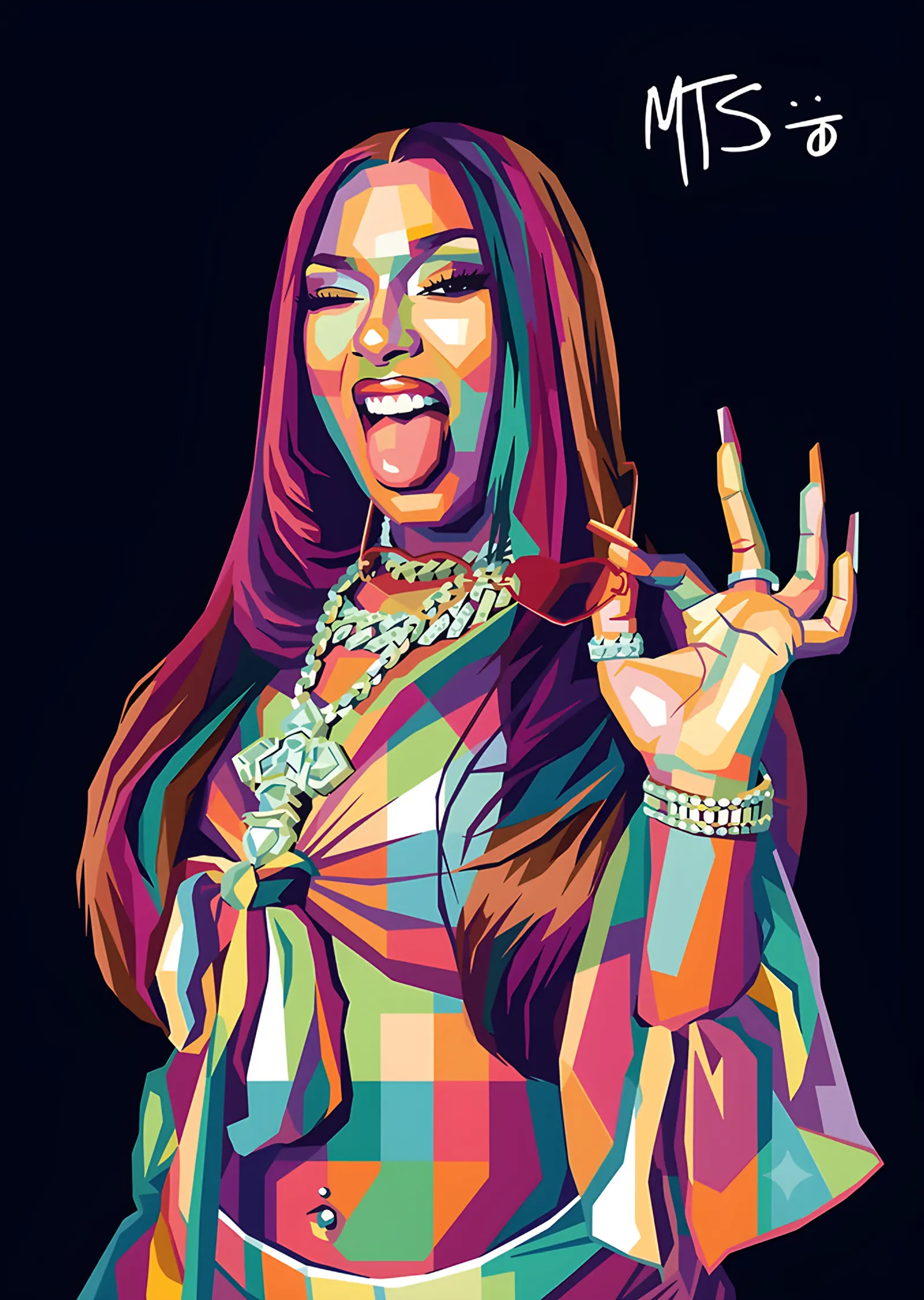 Megan Thee Stallion - WPAP Portre metal tablo