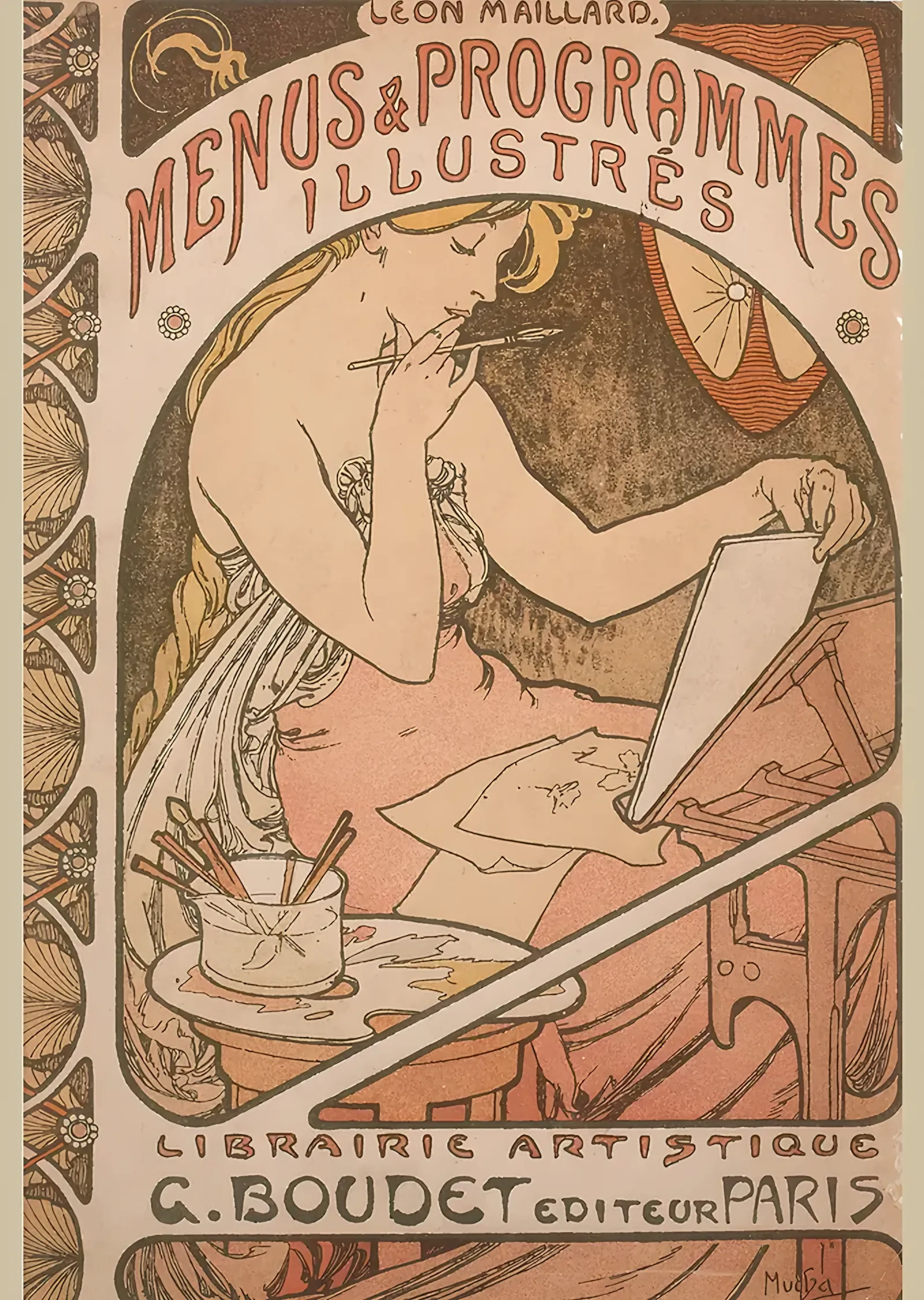 Menus & Programmes Illustres - Alphonse Mucha metal tablo