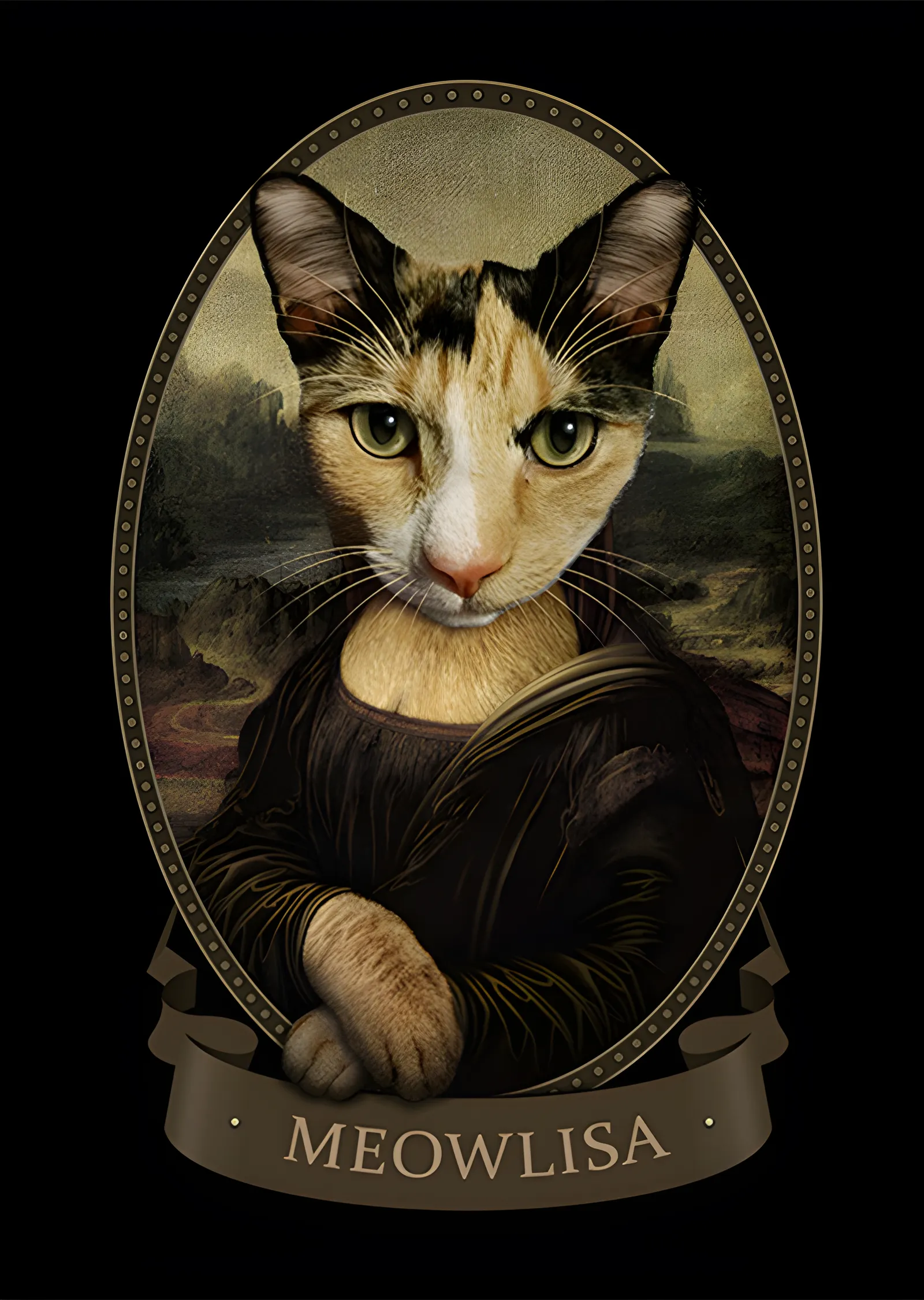 Meowlisa - Kedi Mona Lisa metal tablo