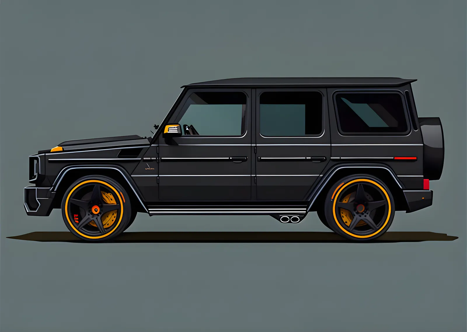 Mercedes G-Serisi - Siyah Eskiz metal tablo