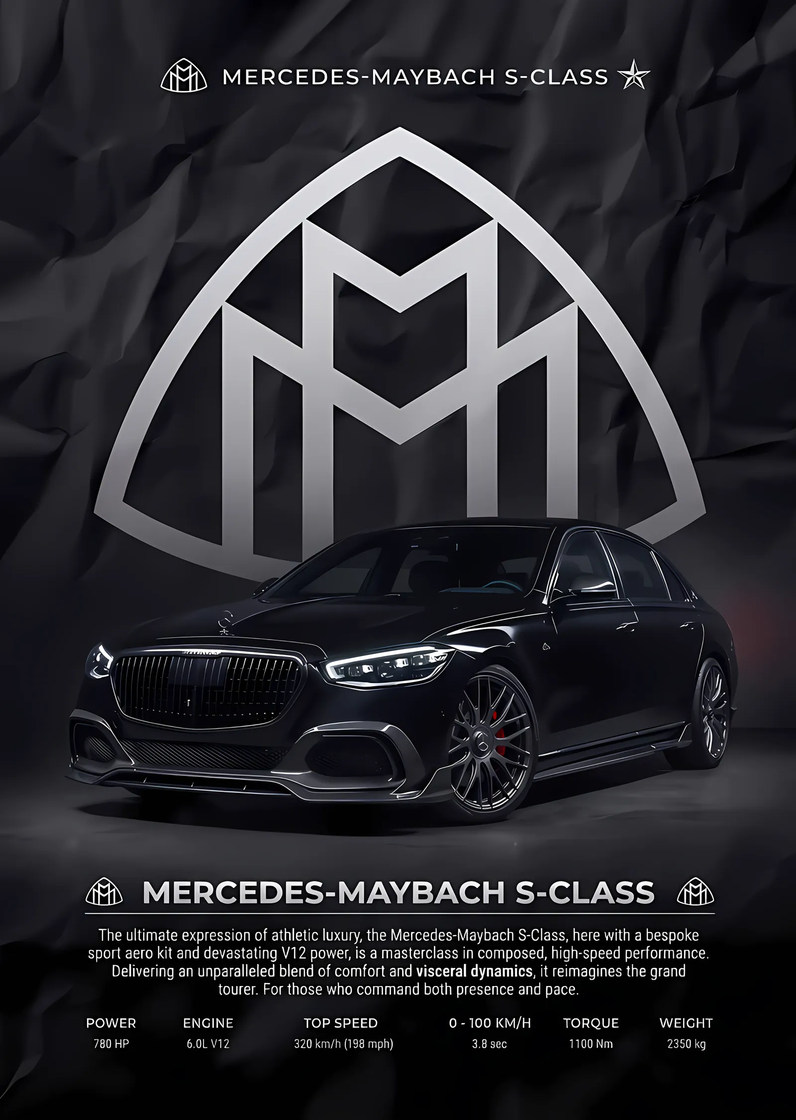 Mercedes-Maybach S-Class: Amblem Perdesi metal tablo