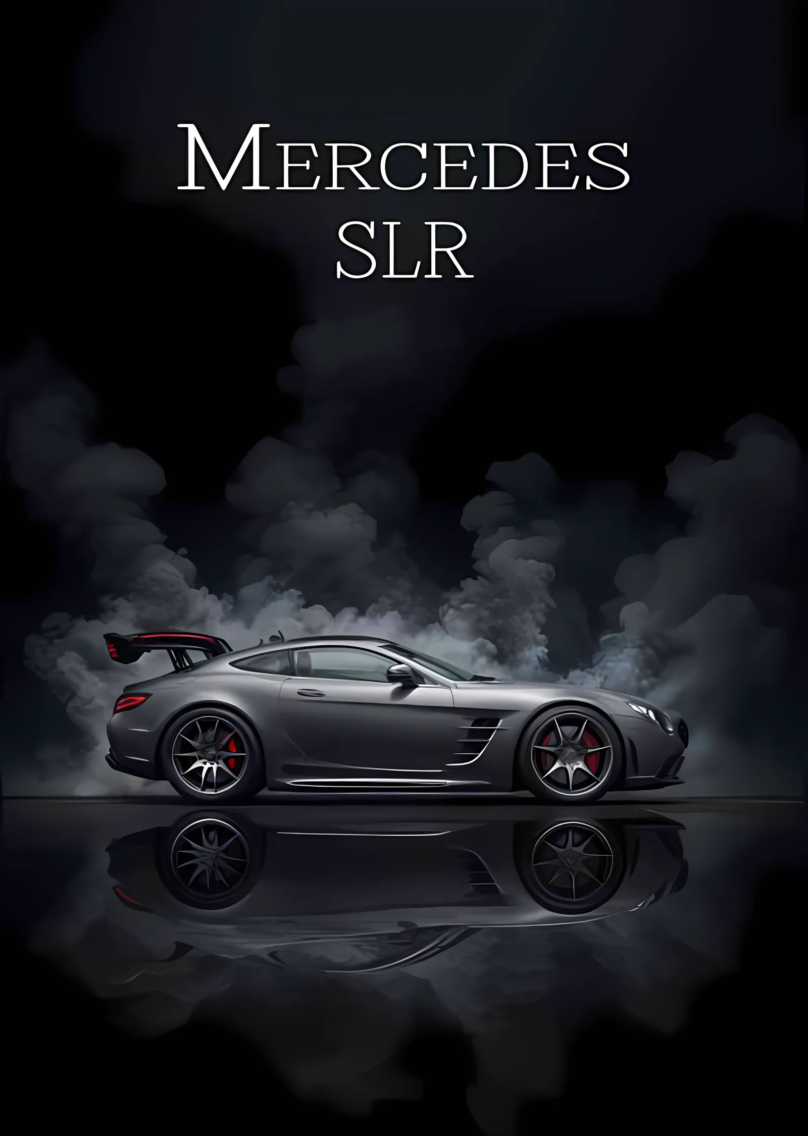 Mercedes SLR - Siyah Dumanda Yansıma metal tablo