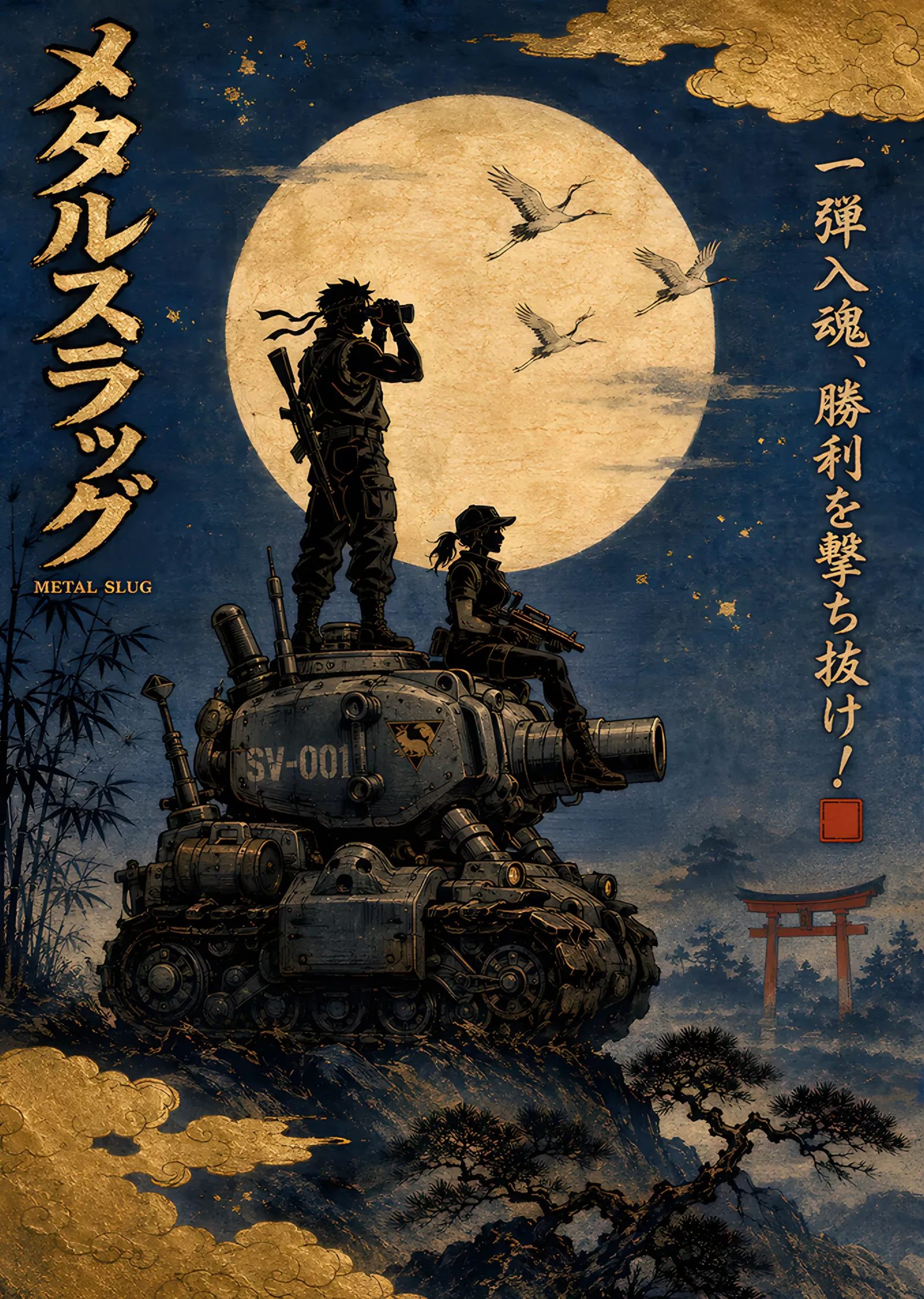 Metal Slug: Ukiyo-e Dolunayında Tank metal tablo