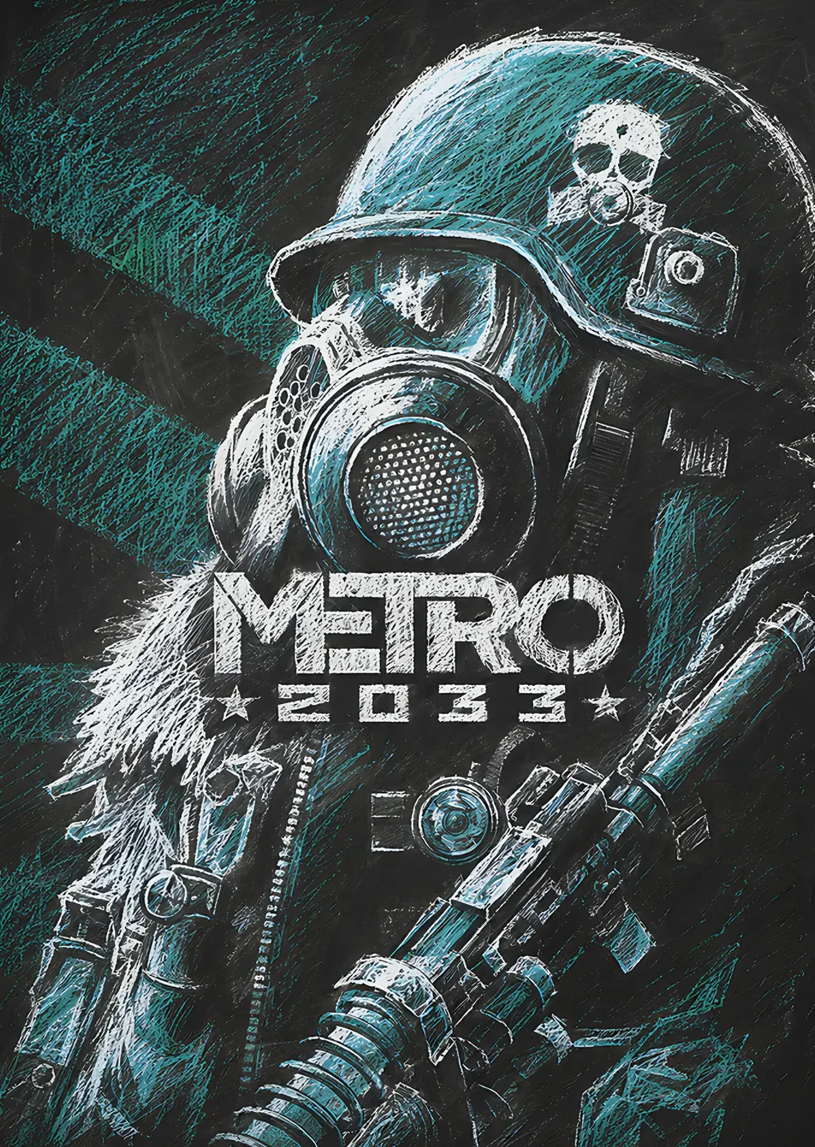 Metro 2033: Tebeşir Çiziminde Gaz Maskesi metal tablo