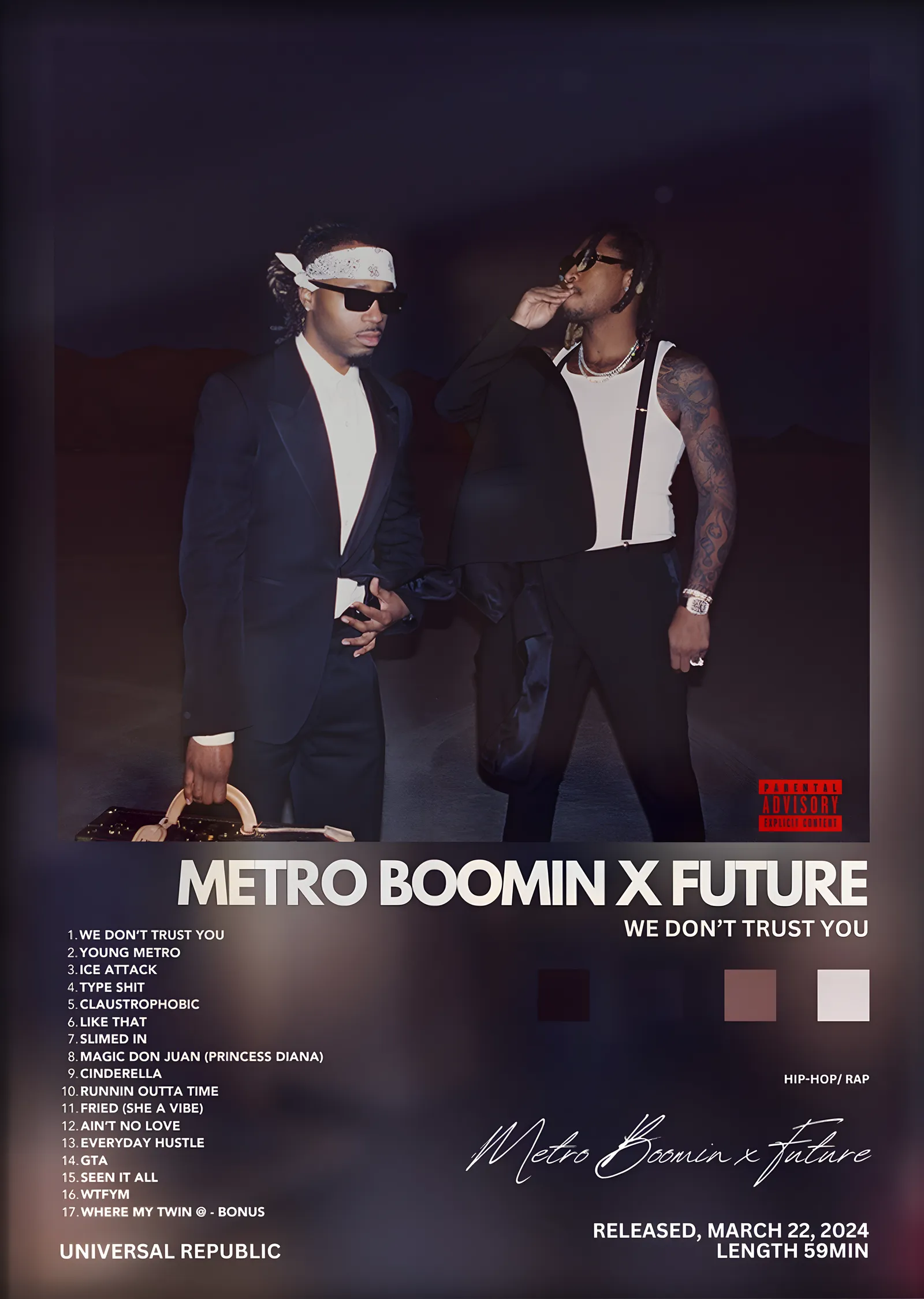 Metro Boomin & Future: We Don't Trust You metal tablo