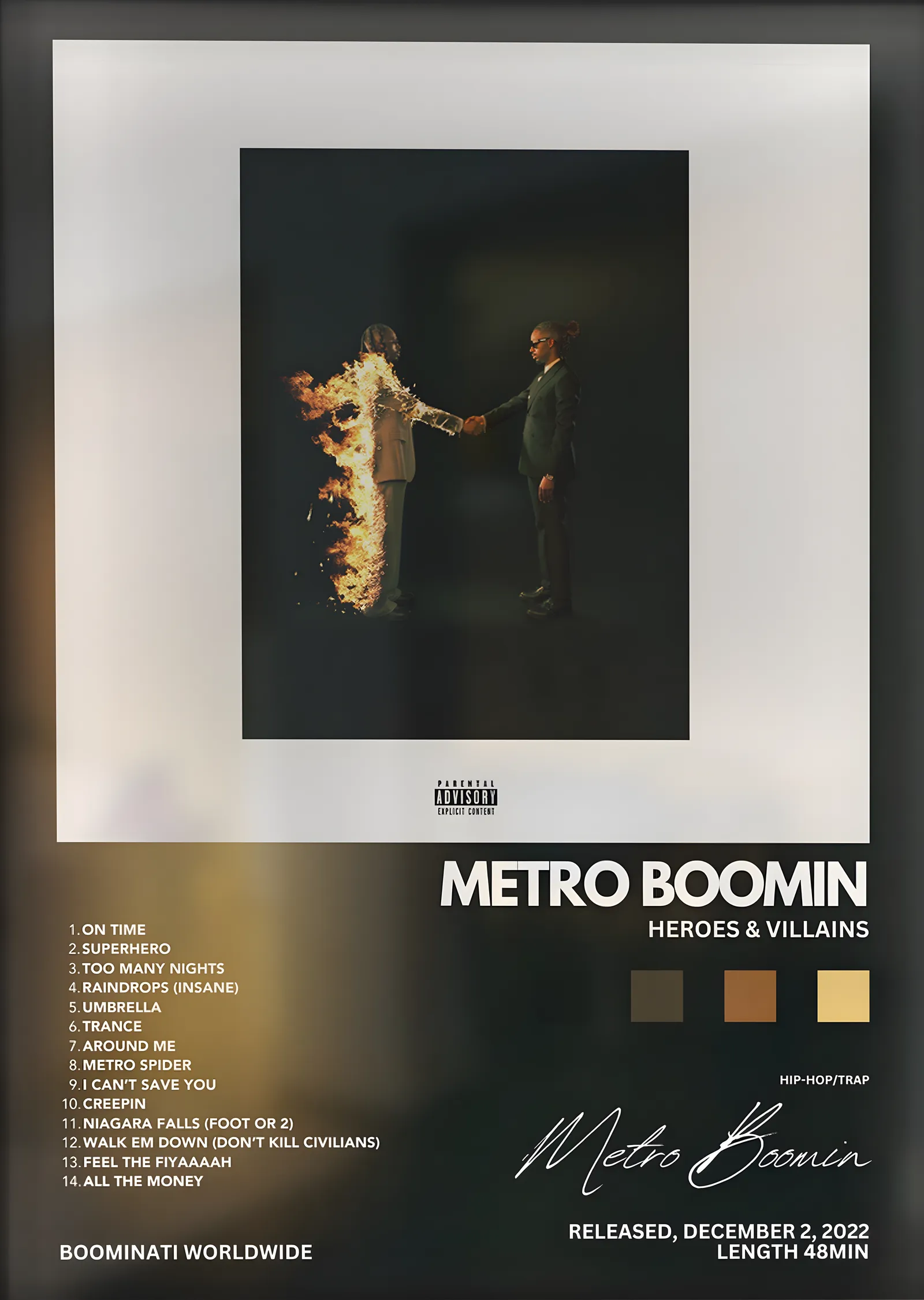 Metro Boomin: Heroes & Villains (Çerçeve) metal tablo