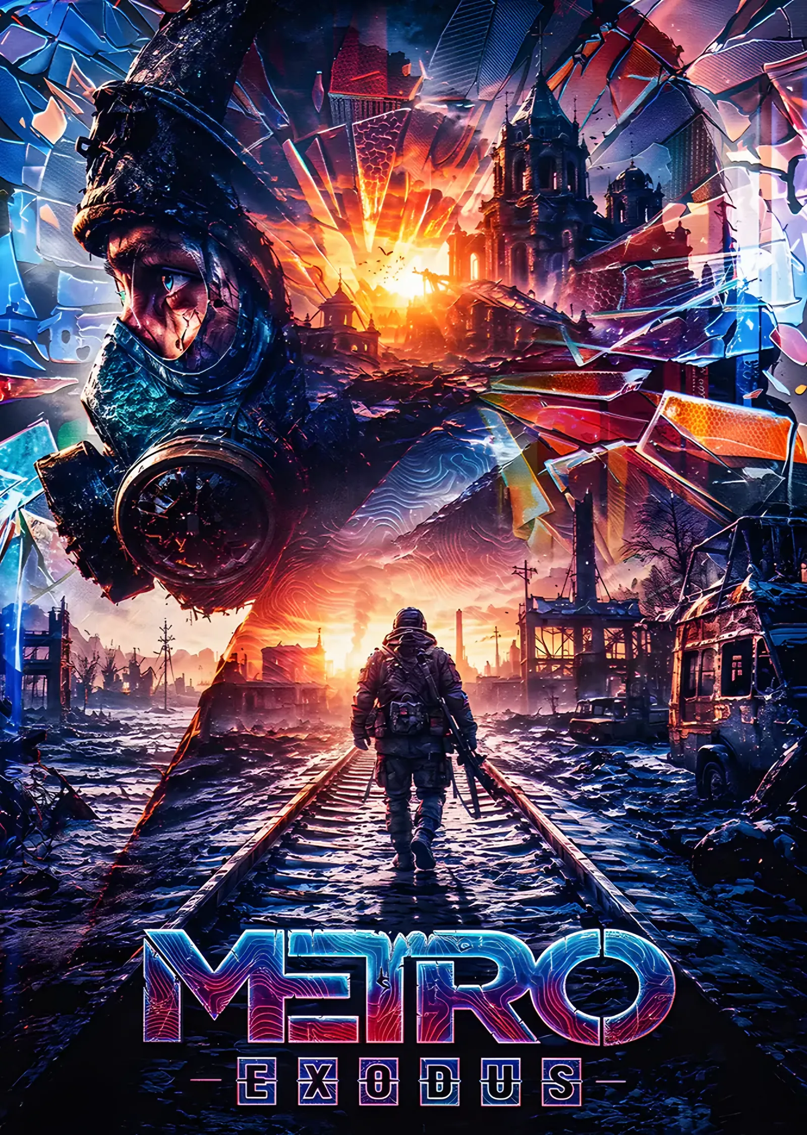 Metro Exodus: Raylarda Yürüyen Asker metal tablo