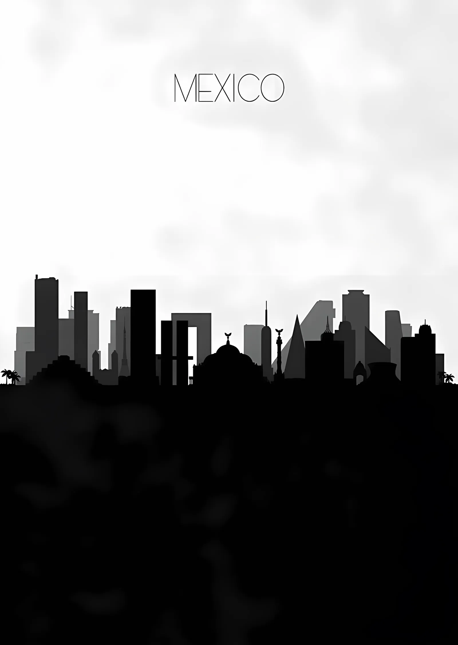 Mexico City Silueti metal tablo
