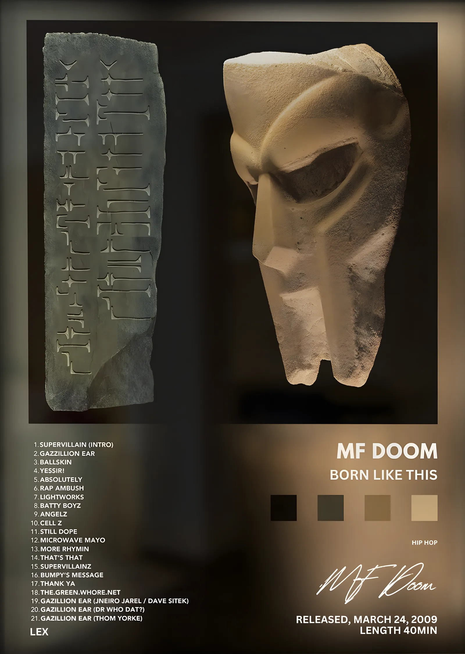 MF DOOM: Born Like This metal tablo