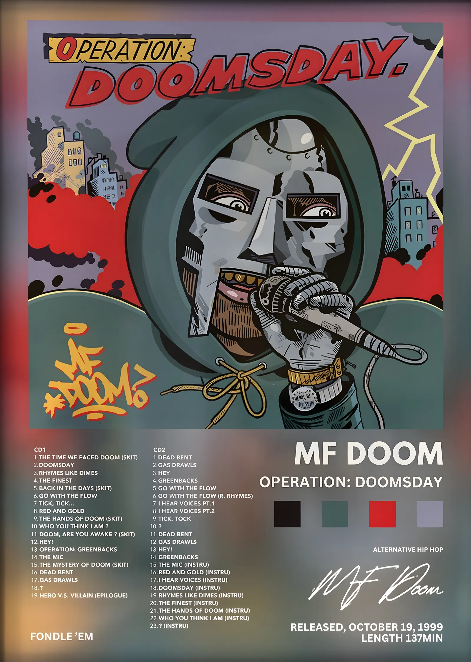 MF DOOM: Operation: Doomsday metal tablo